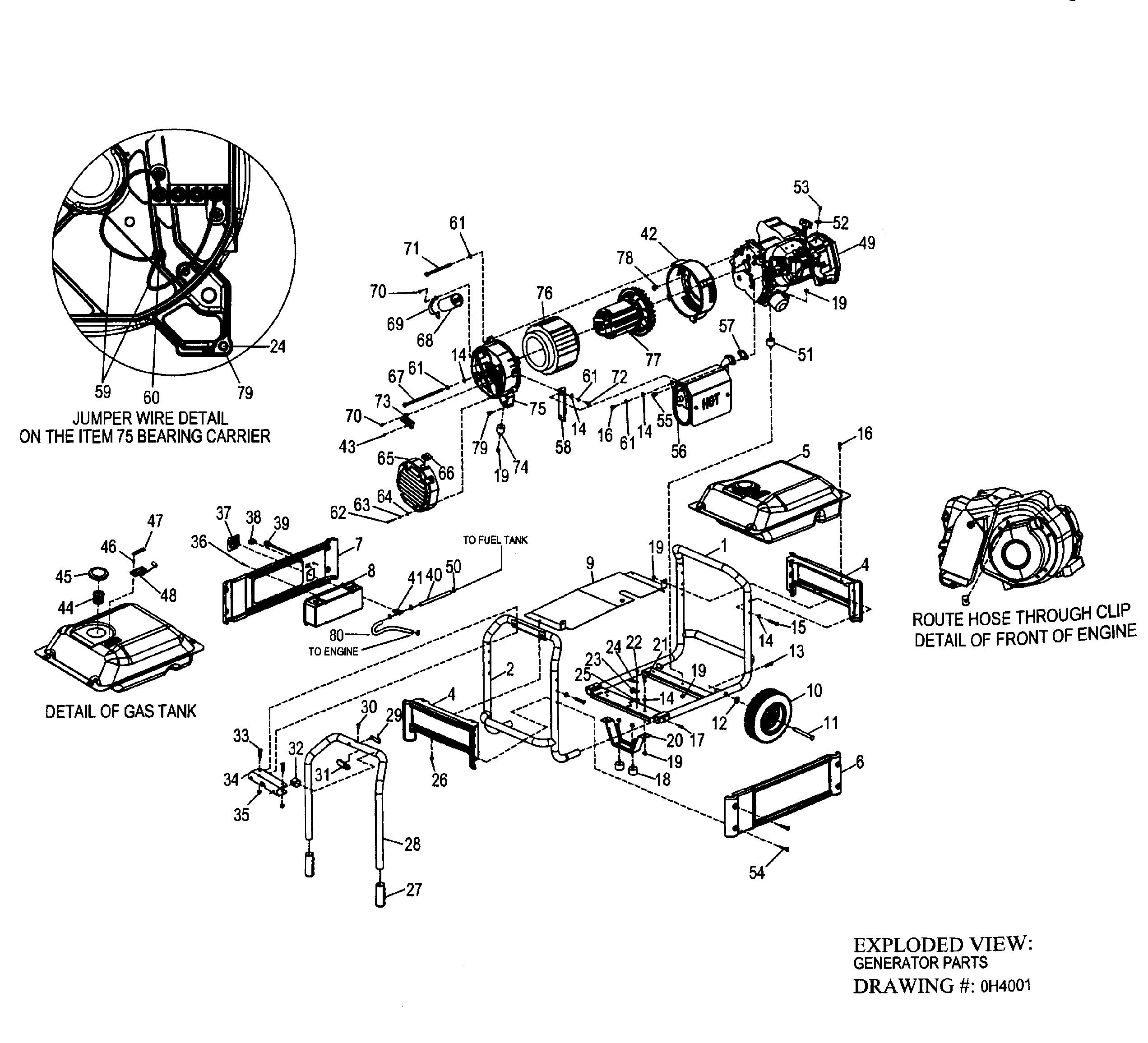 Generac XG8000-5800-0 frame assy diagram