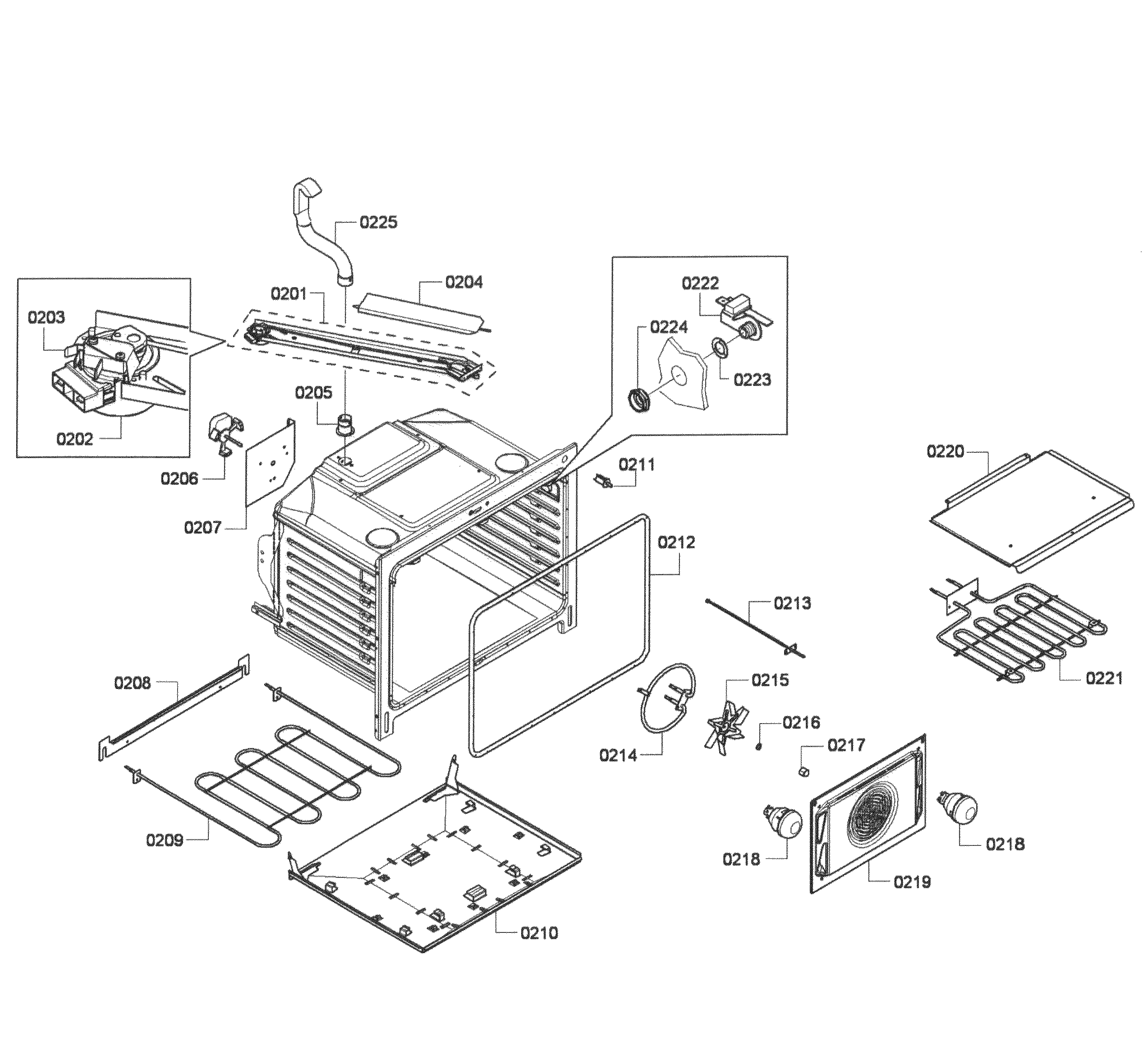 Bosch HES7282U/03 oven assy diagram