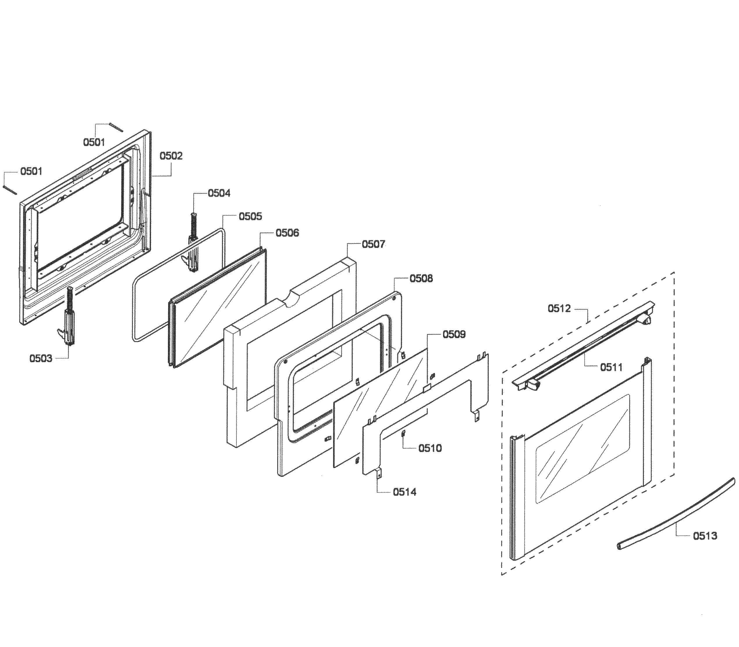 Bosch HES7282U/03 door assy diagram