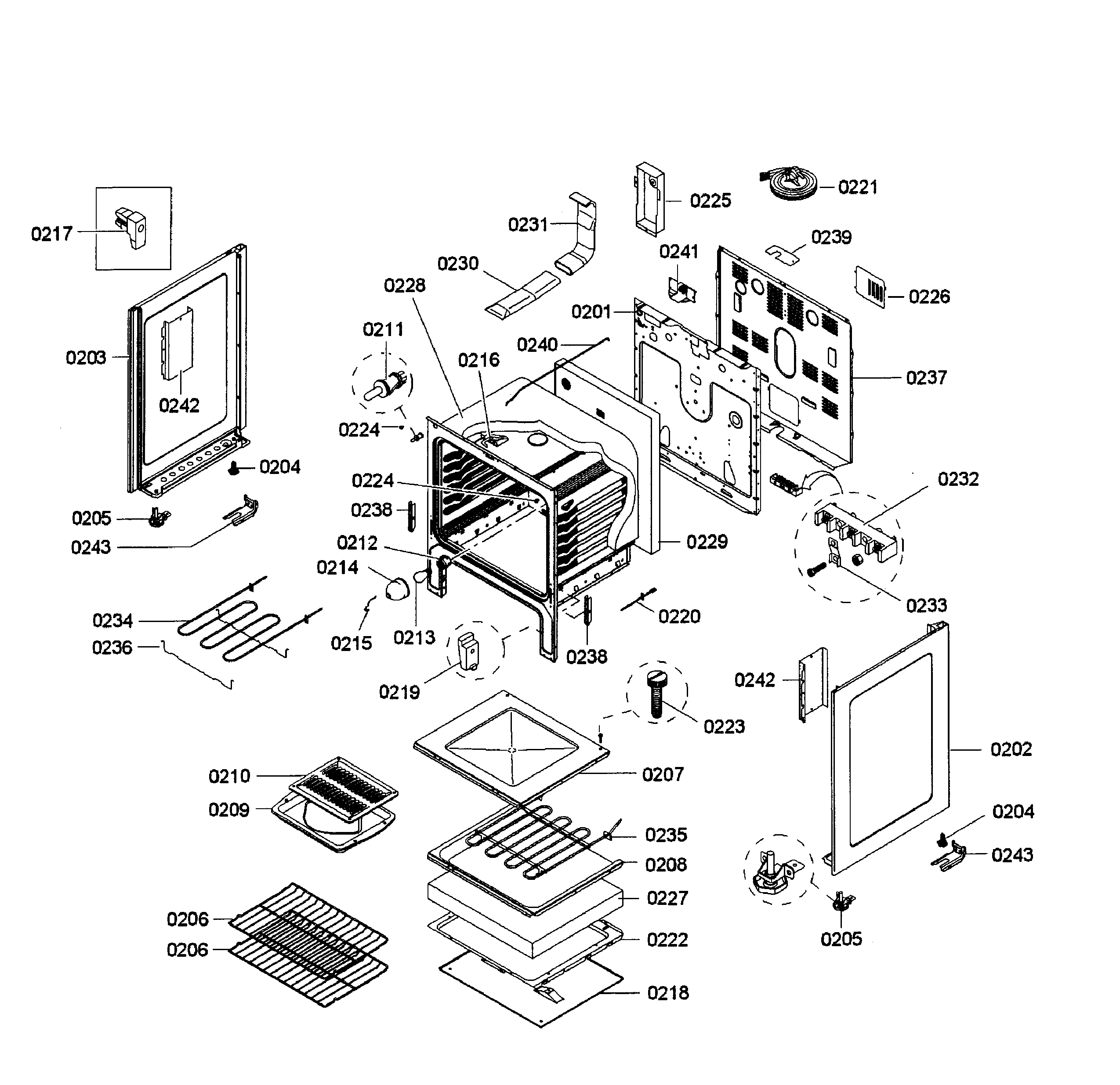 Bosch HES3063U/02 oven assy diagram