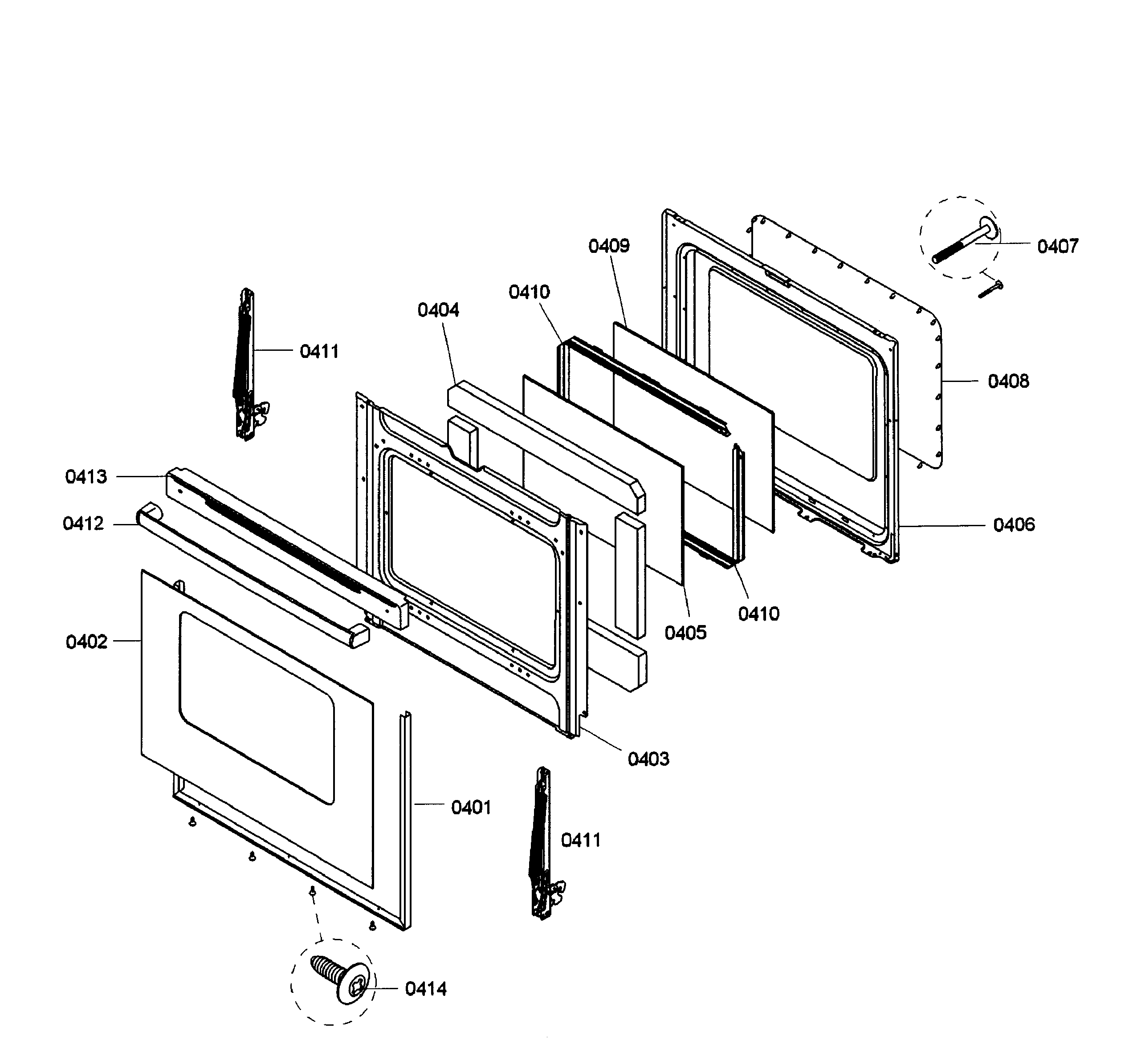 Bosch HES3063U/02 door assy diagram