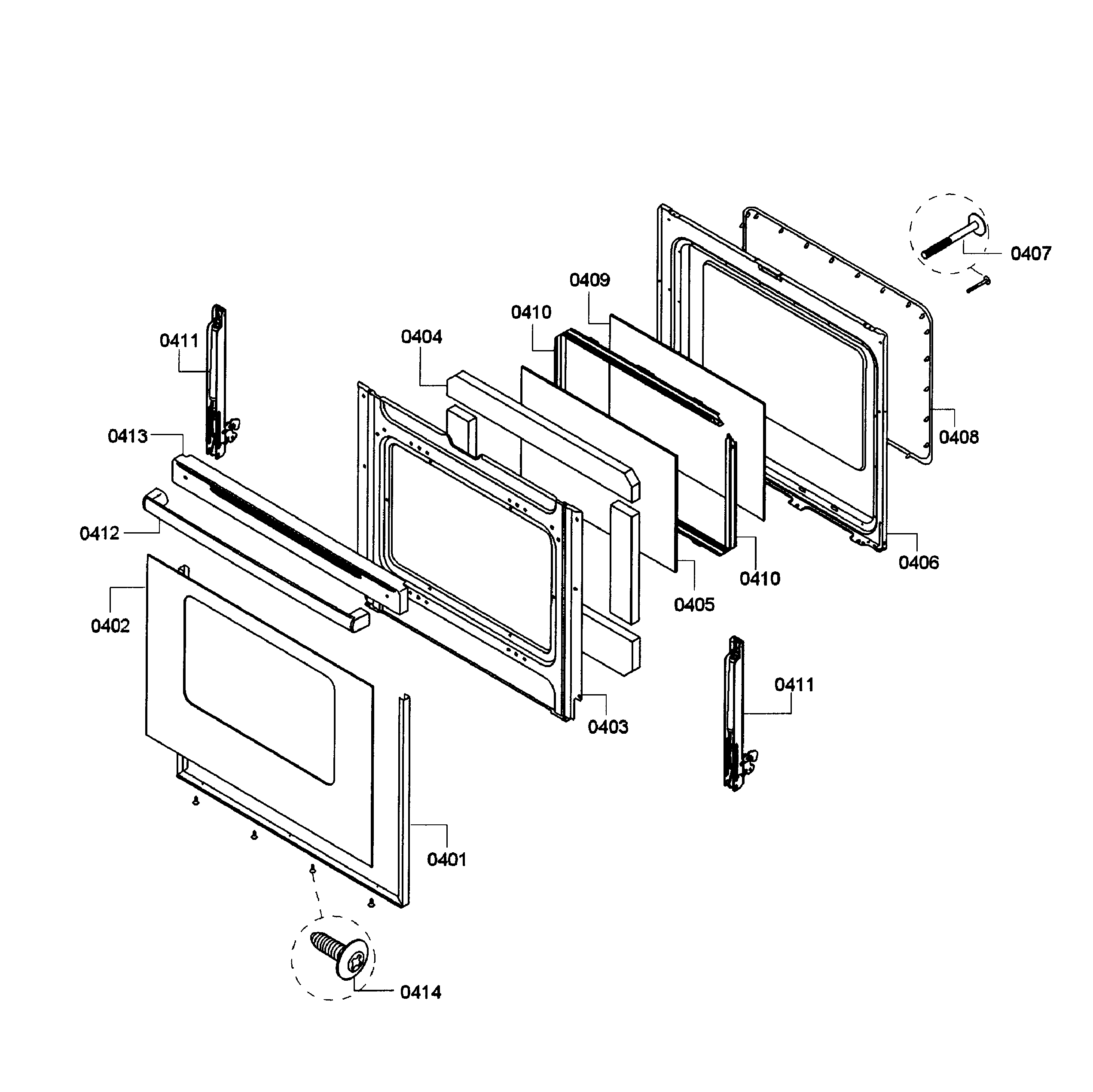Bosch HES3063U/06 door assy diagram