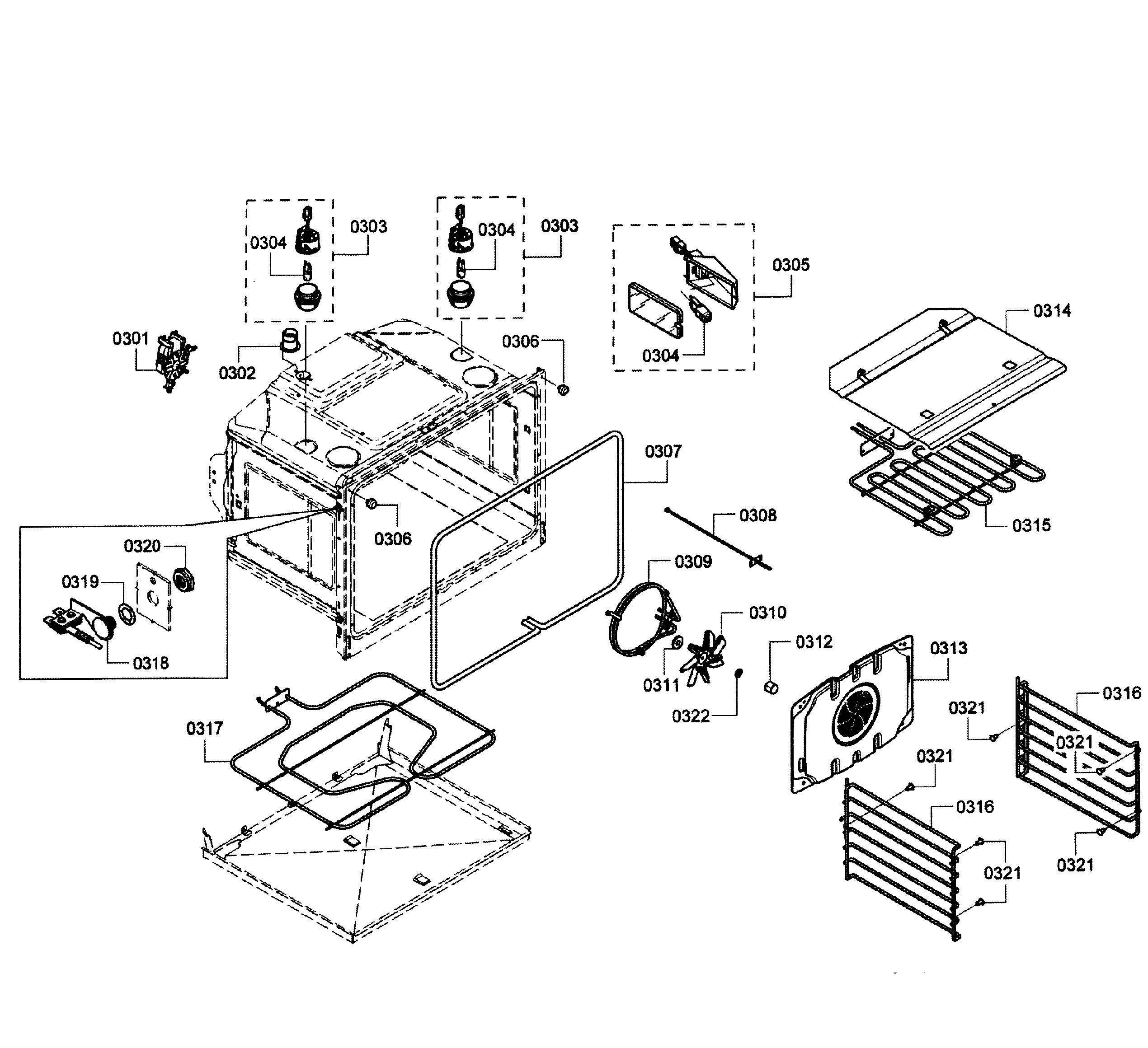 Bosch HBL8450UC/11 oven assy diagram
