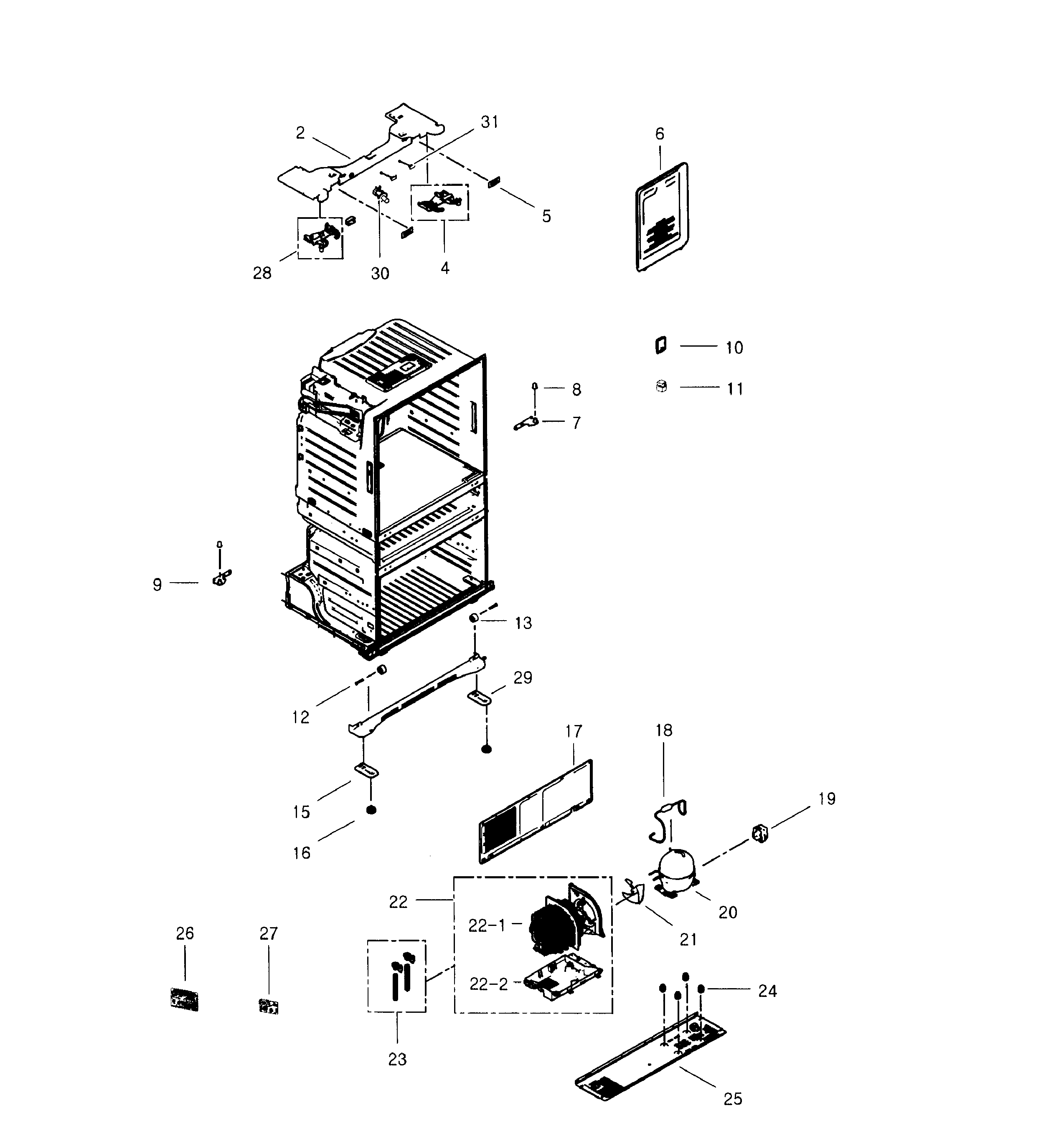 Samsung RF4267HARS/XAA-01 cabinet diagram
