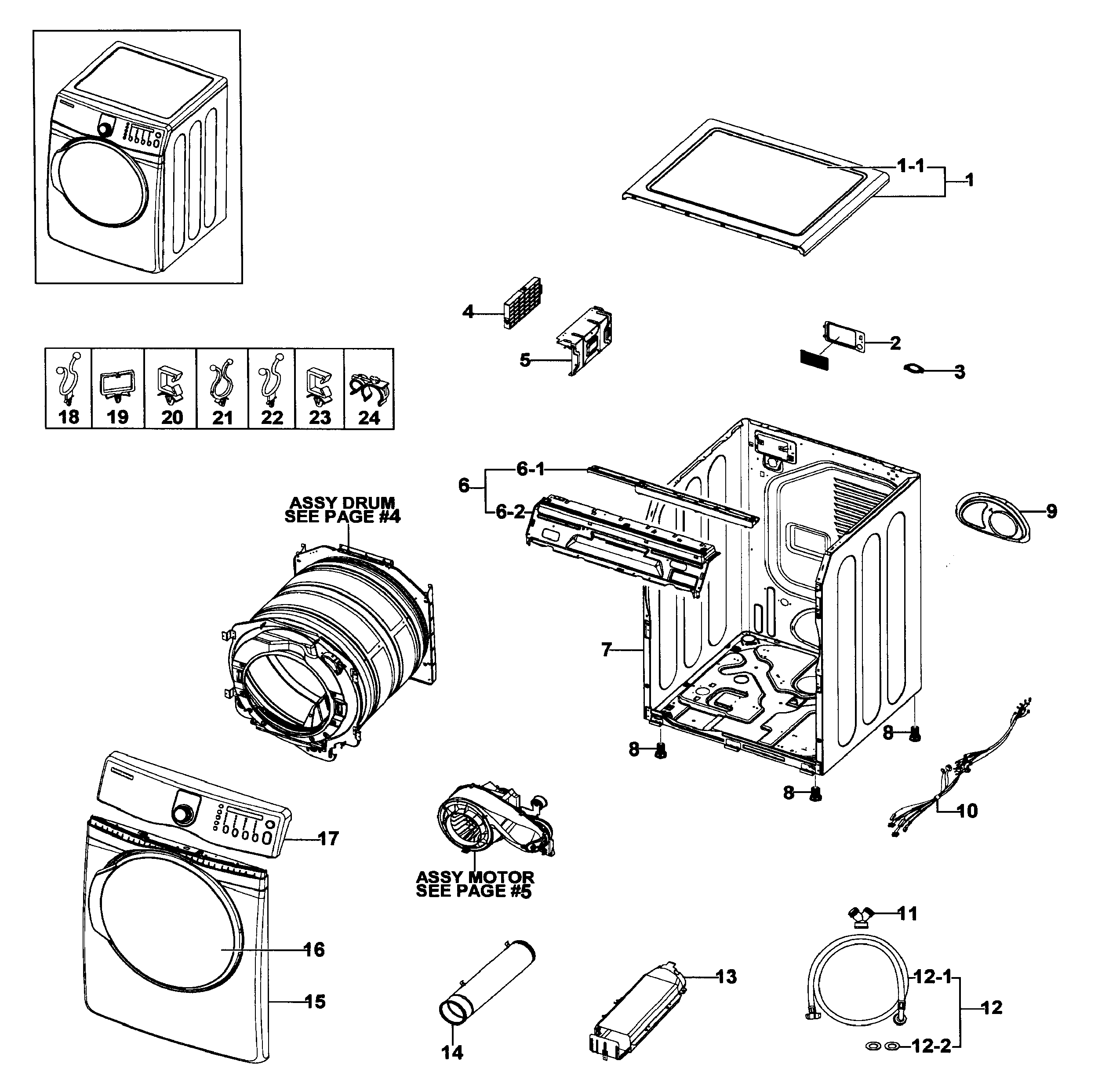 Samsung DV409AER/XAA-01 main assy diagram