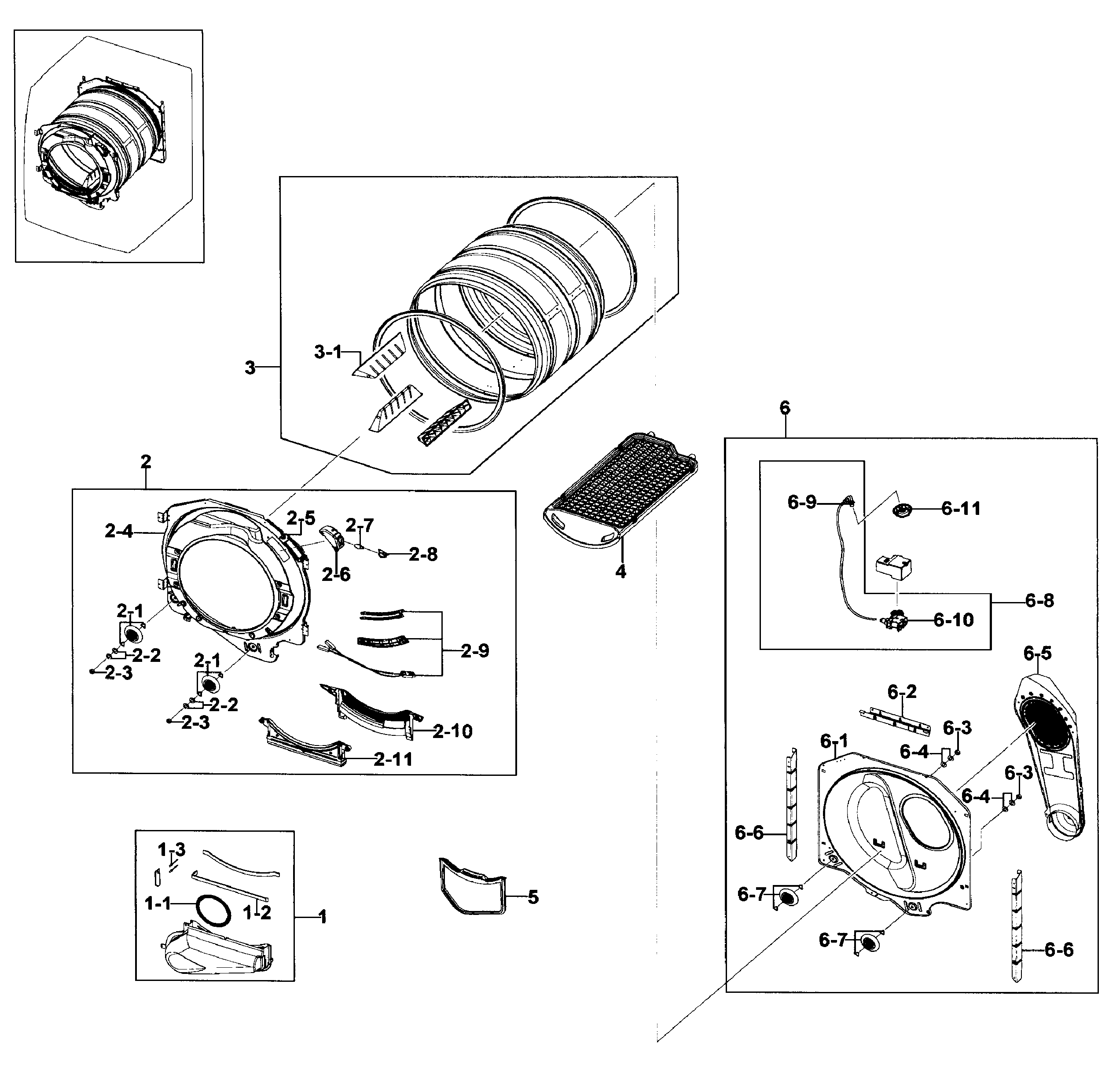 Samsung DV409AER/XAA-01 drum assy diagram