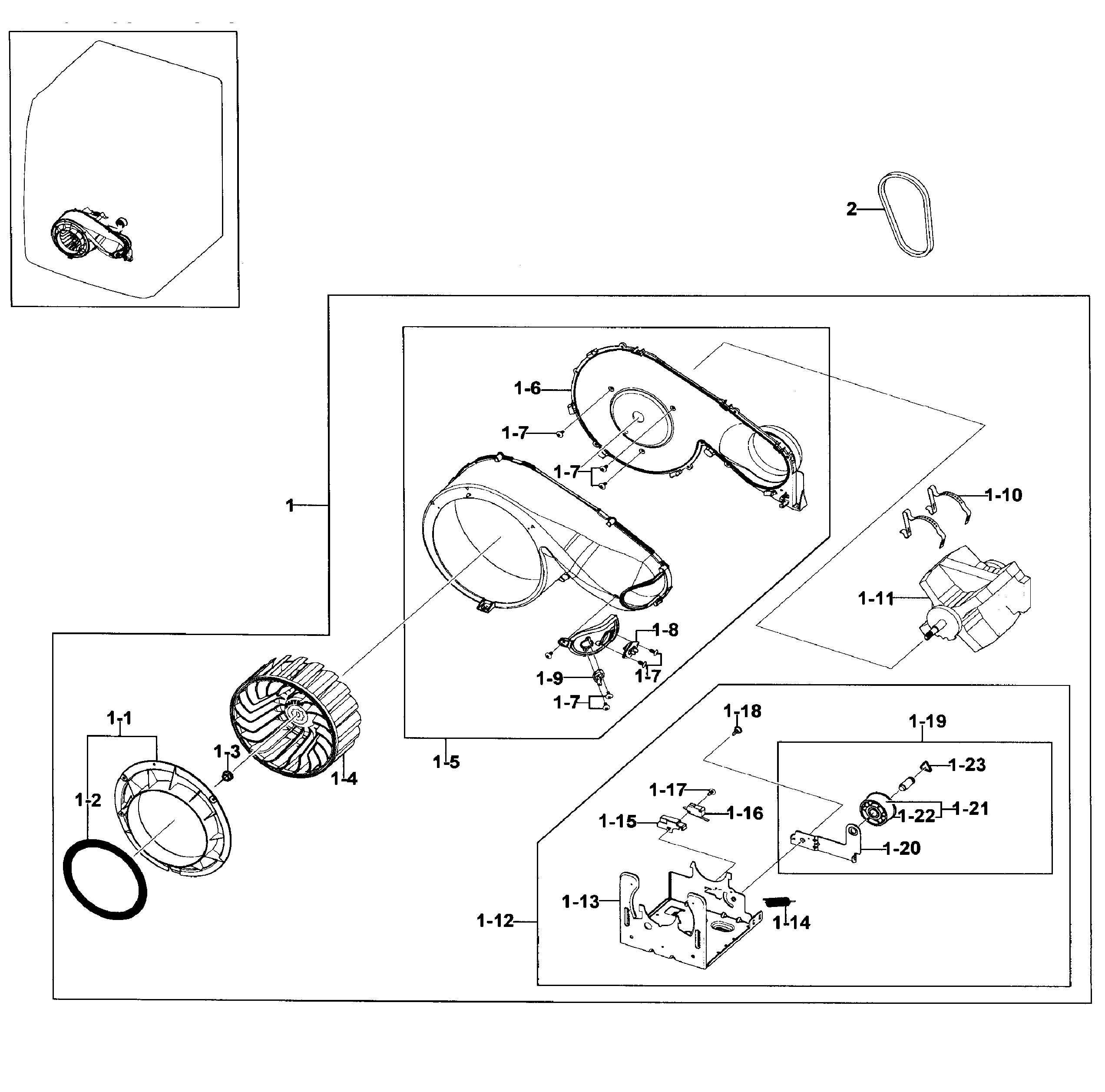 Samsung DV409AER/XAA-01 motor assy diagram