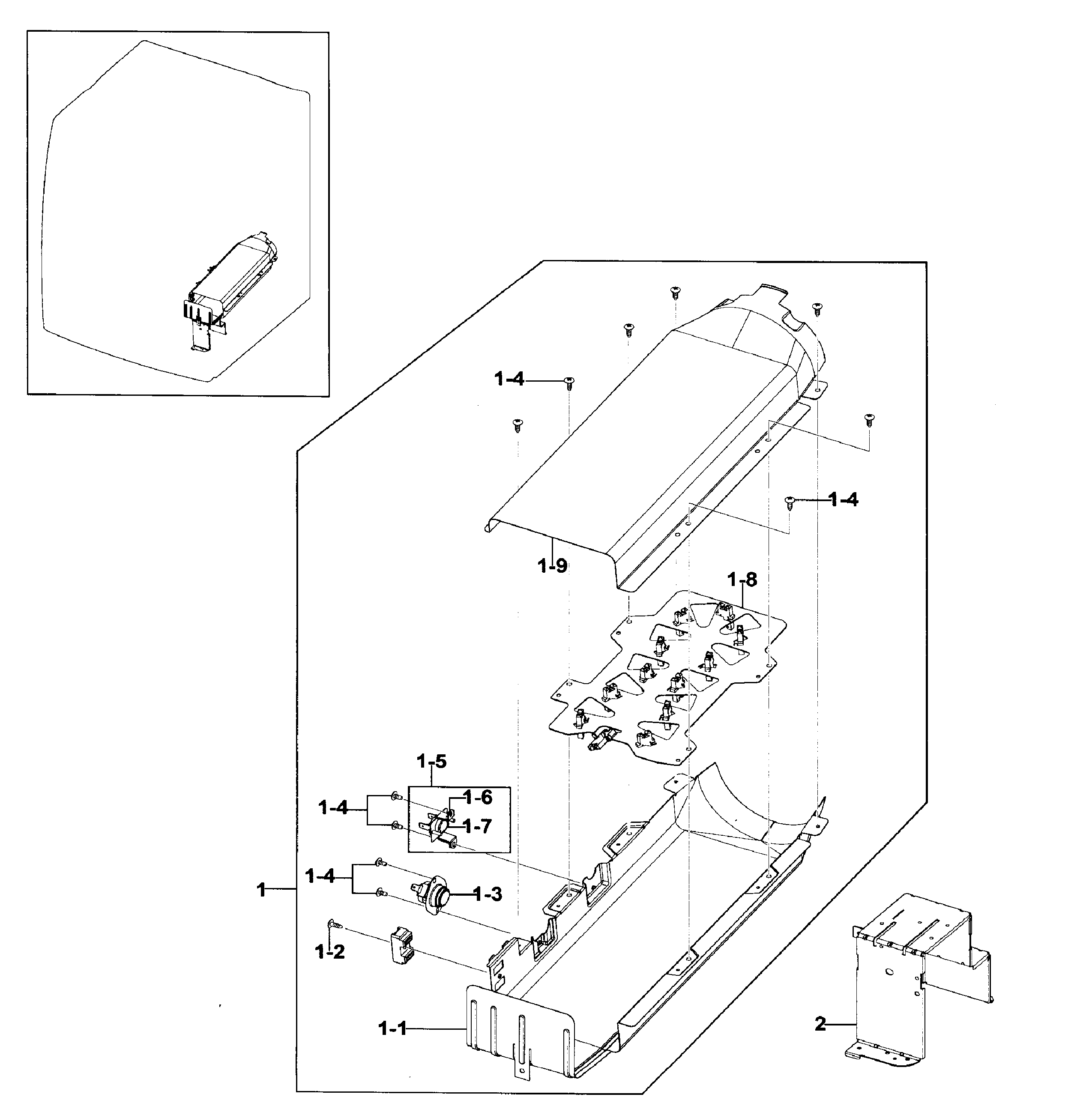 Samsung DV409AER/XAA-01 heater assy diagram