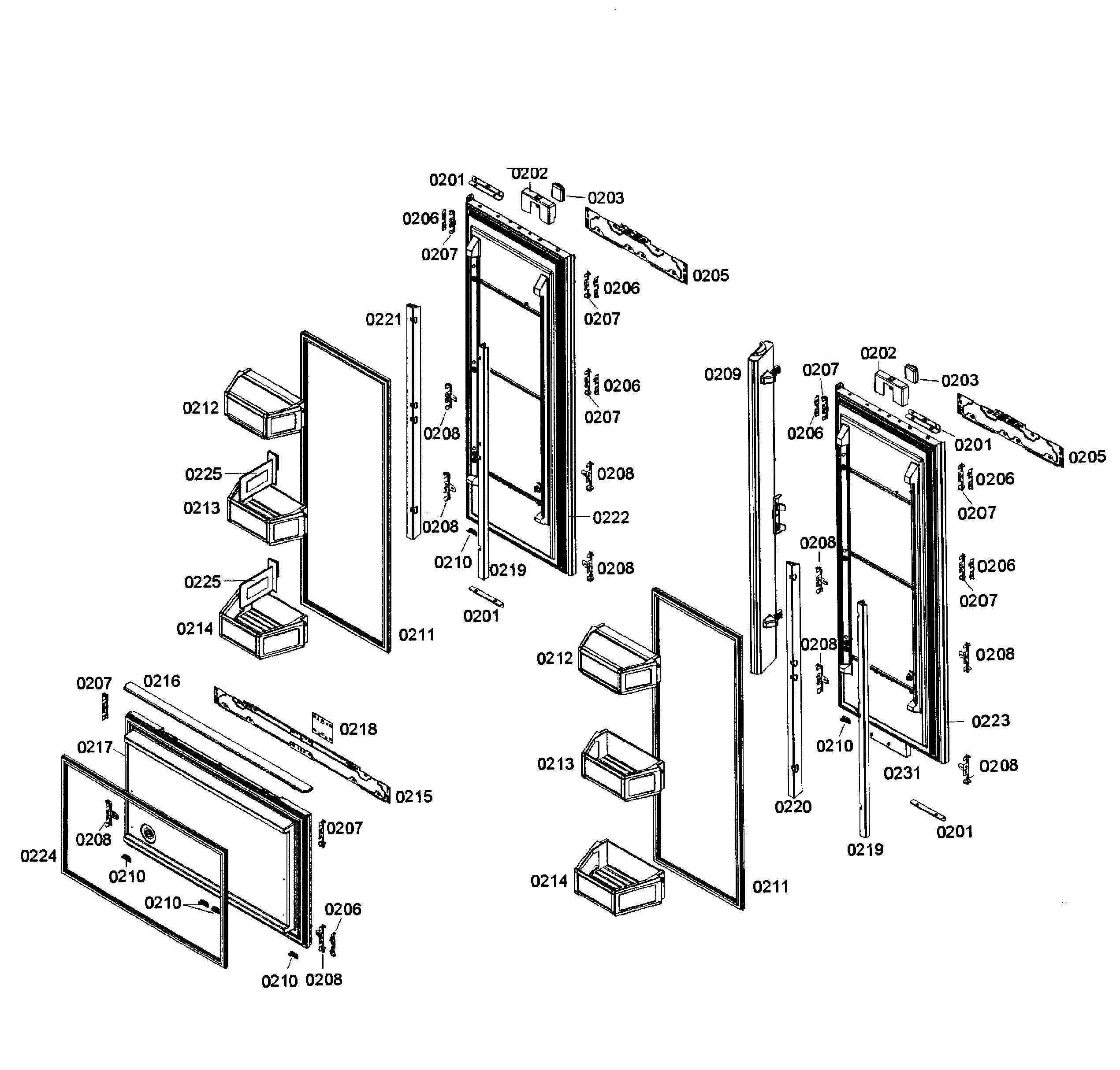 Thermador T36IT71NNP/07 doors assy diagram