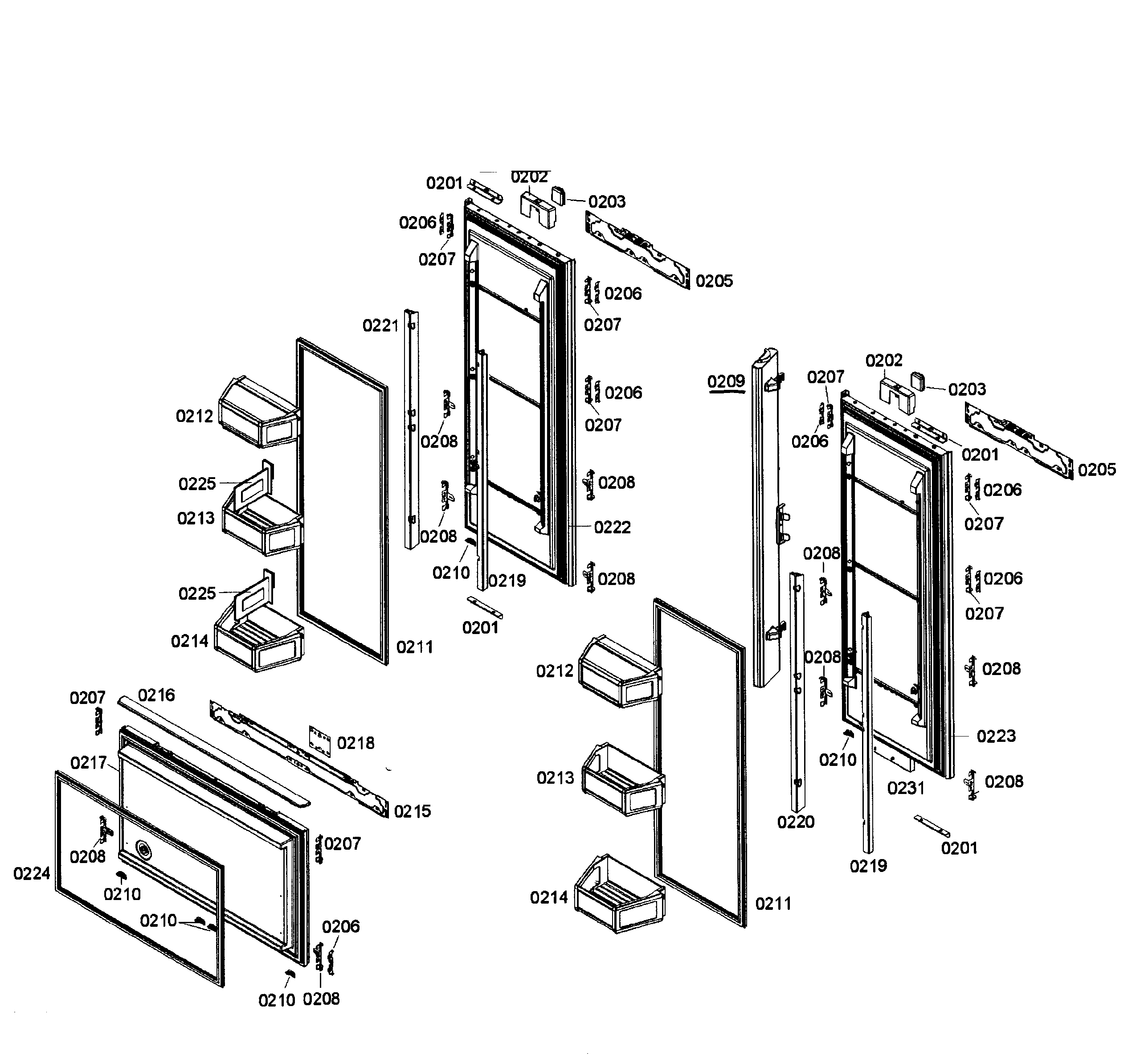 Thermador T36IT71NNP/08 doors assy diagram
