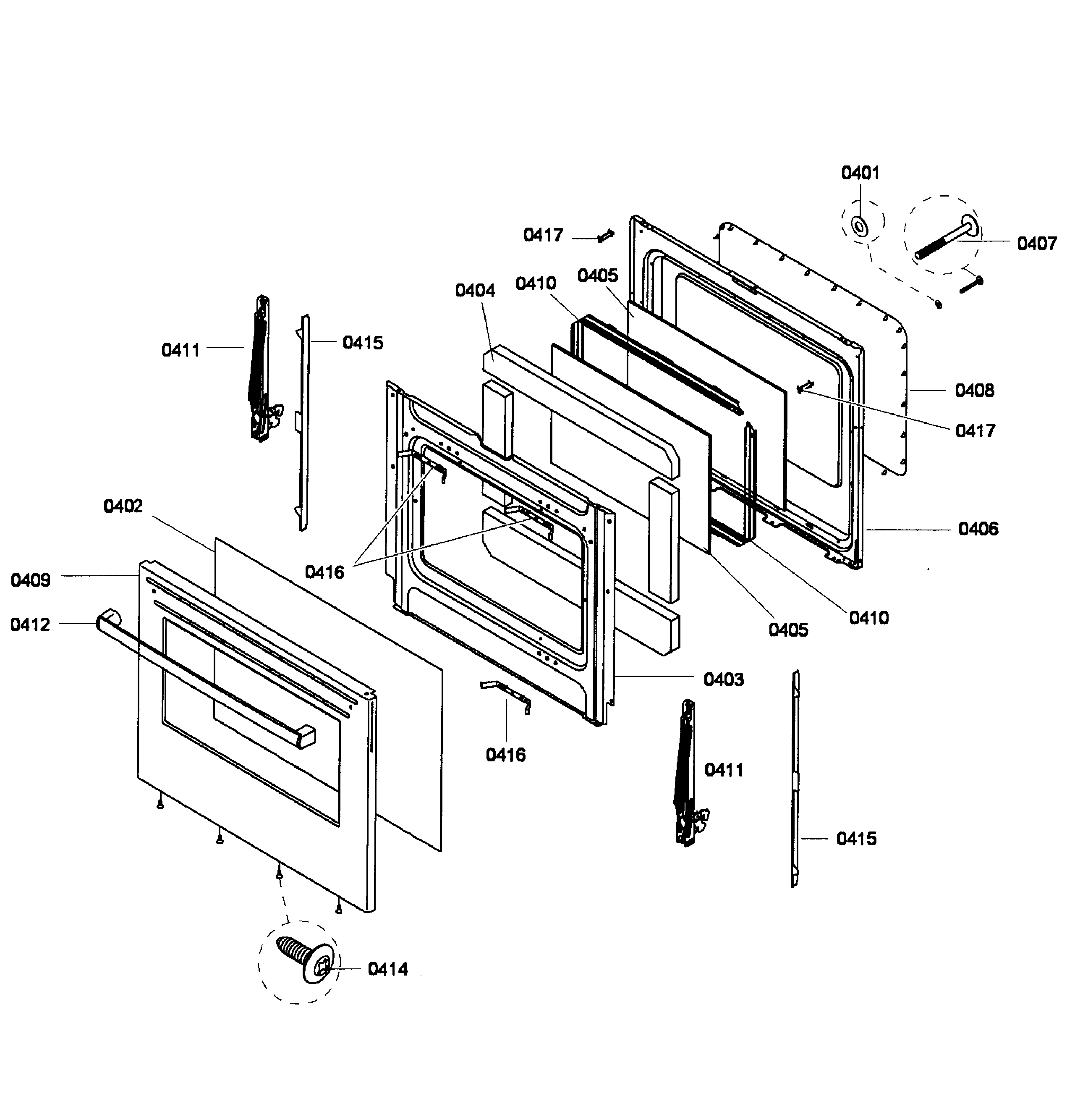 Bosch HES5053U/02 door assy diagram