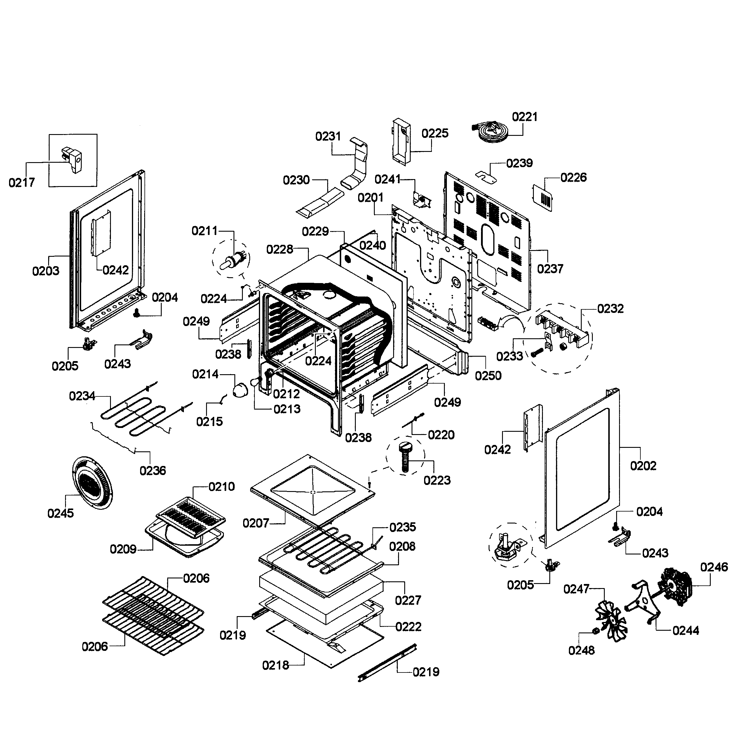 Bosch HES5053U/04 oven assy diagram