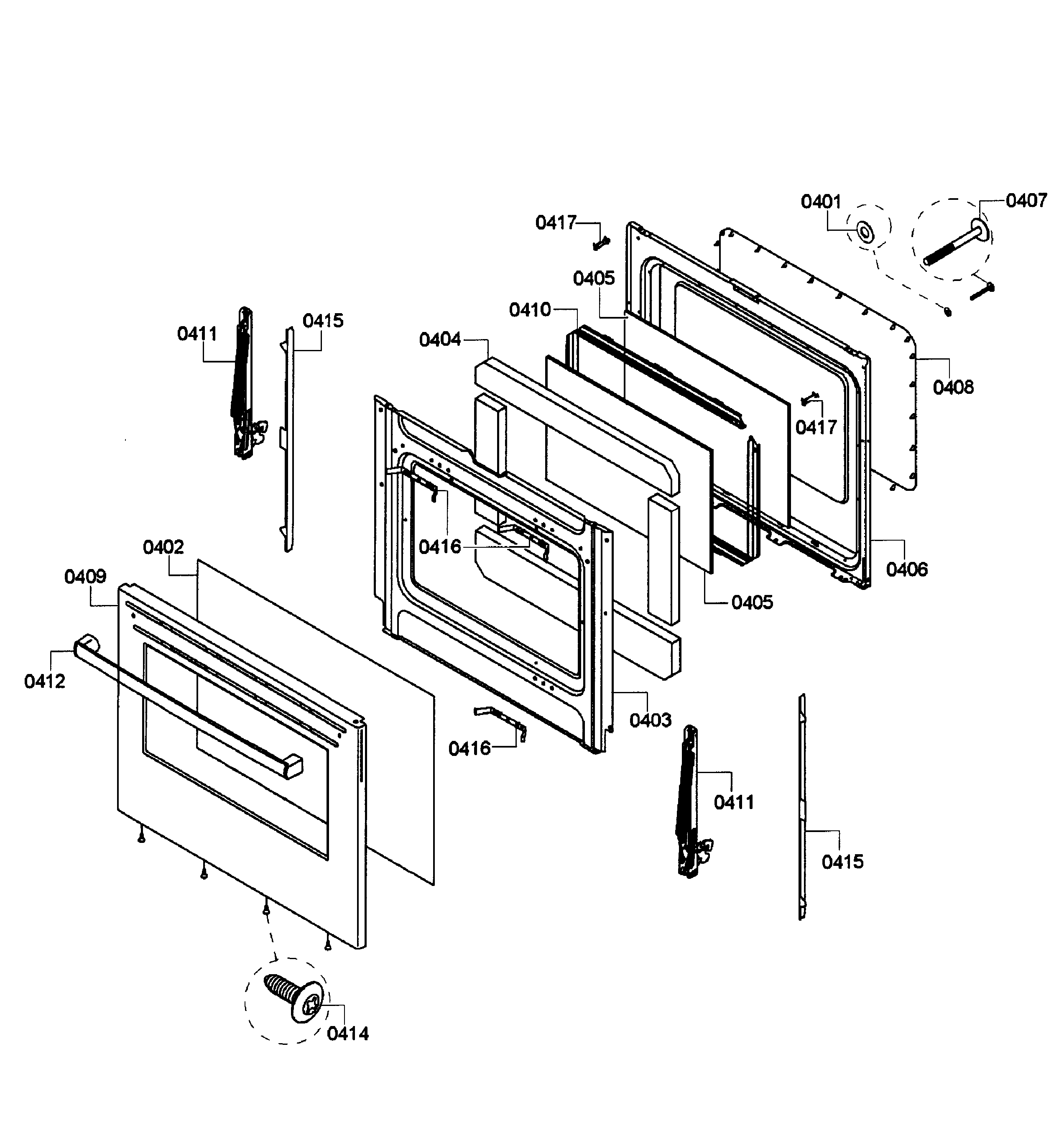 Bosch HES5053U/04 door assy diagram