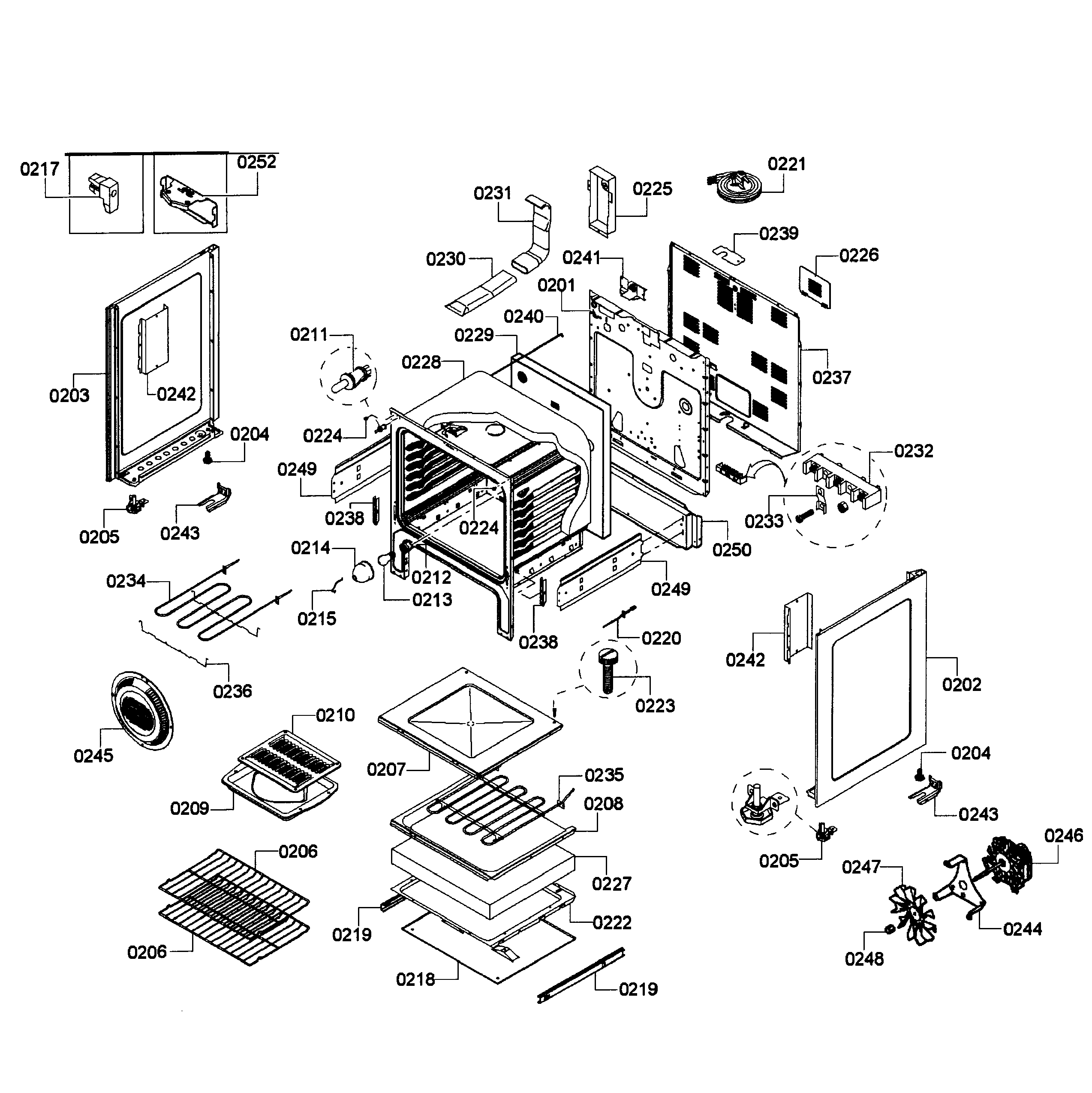 Bosch HES5053U/05 oven assy diagram