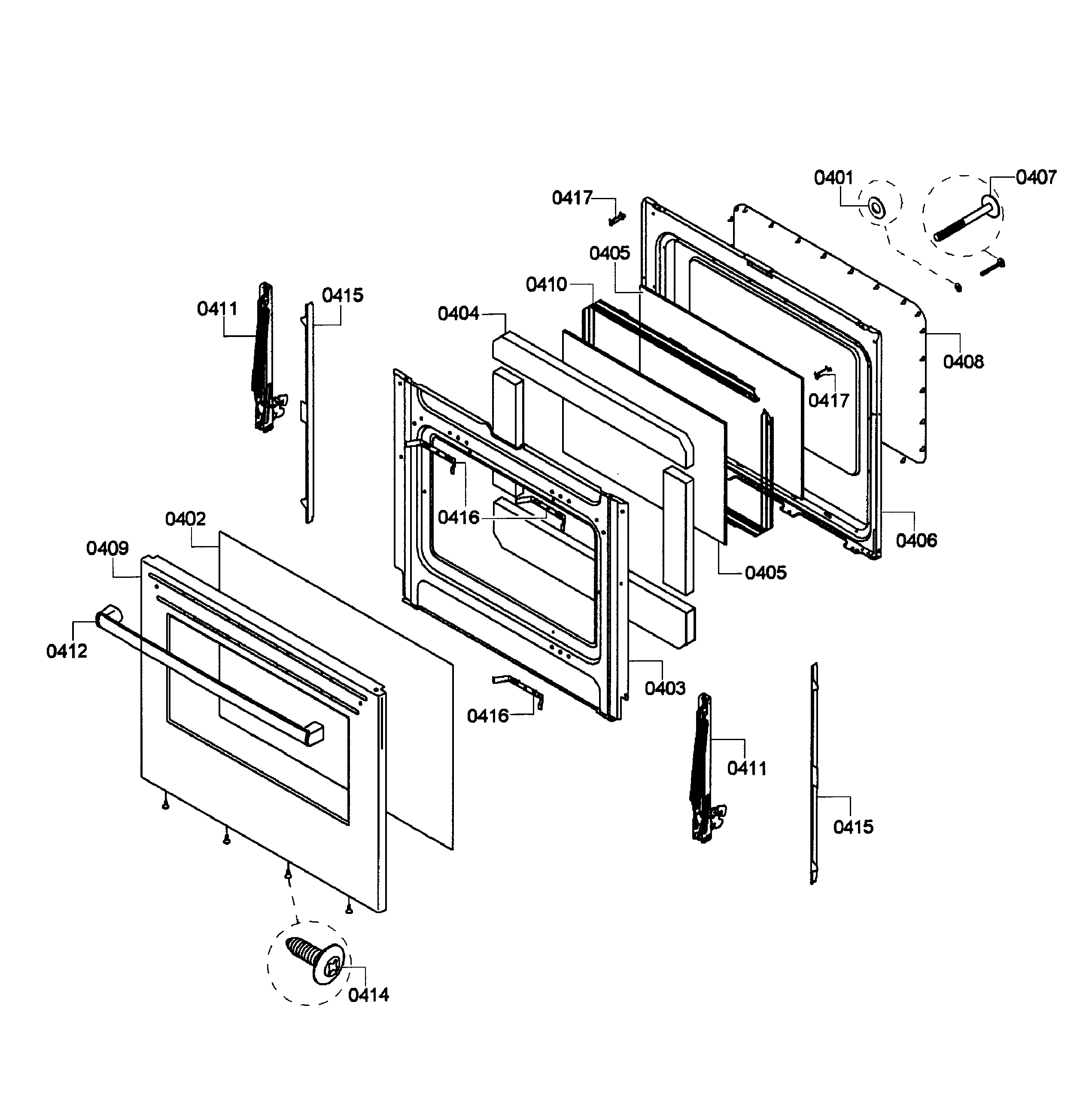 Bosch HES5053U/06 door assy diagram