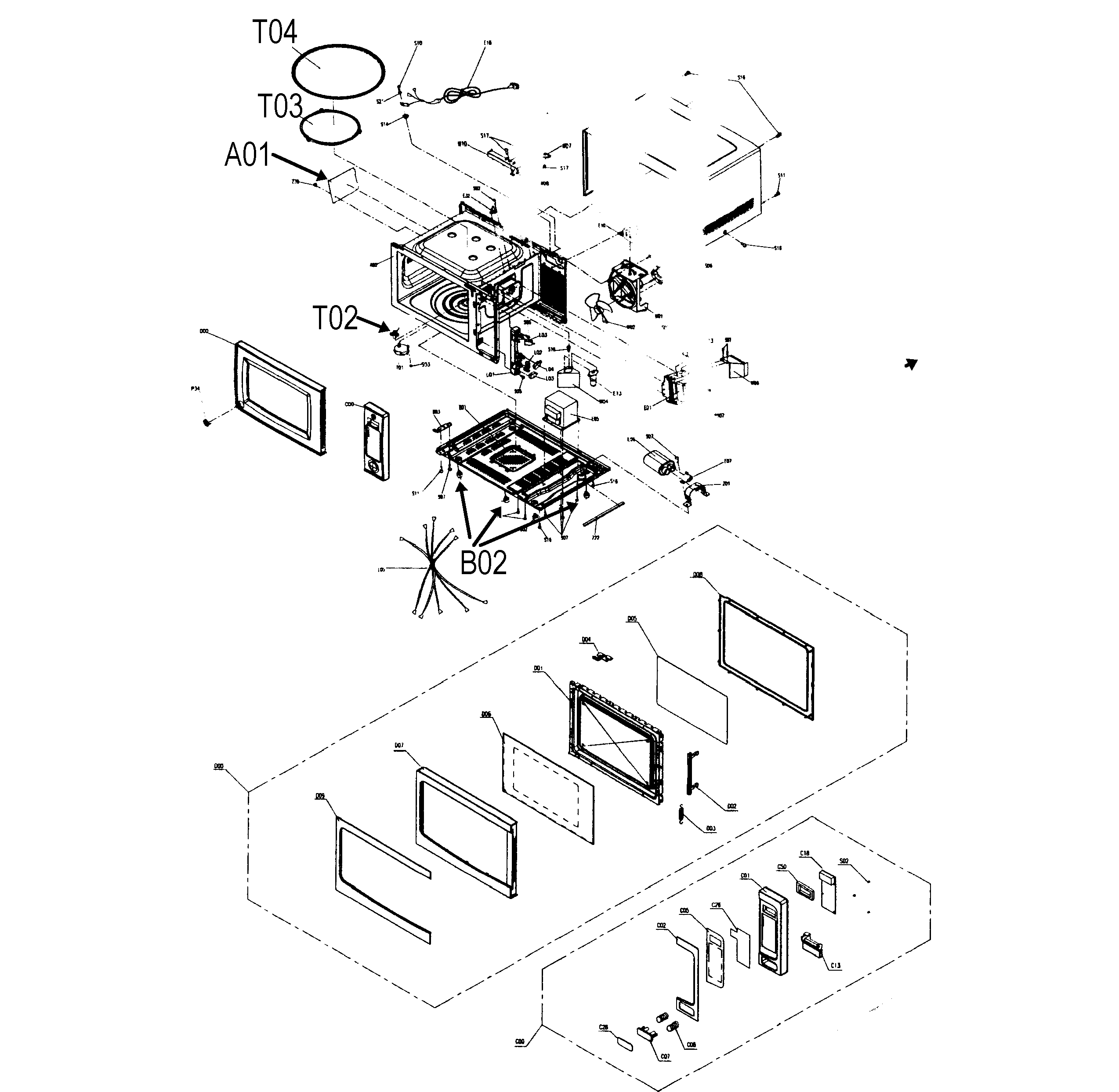 Kenmore 40573169310 cabinet parts diagram