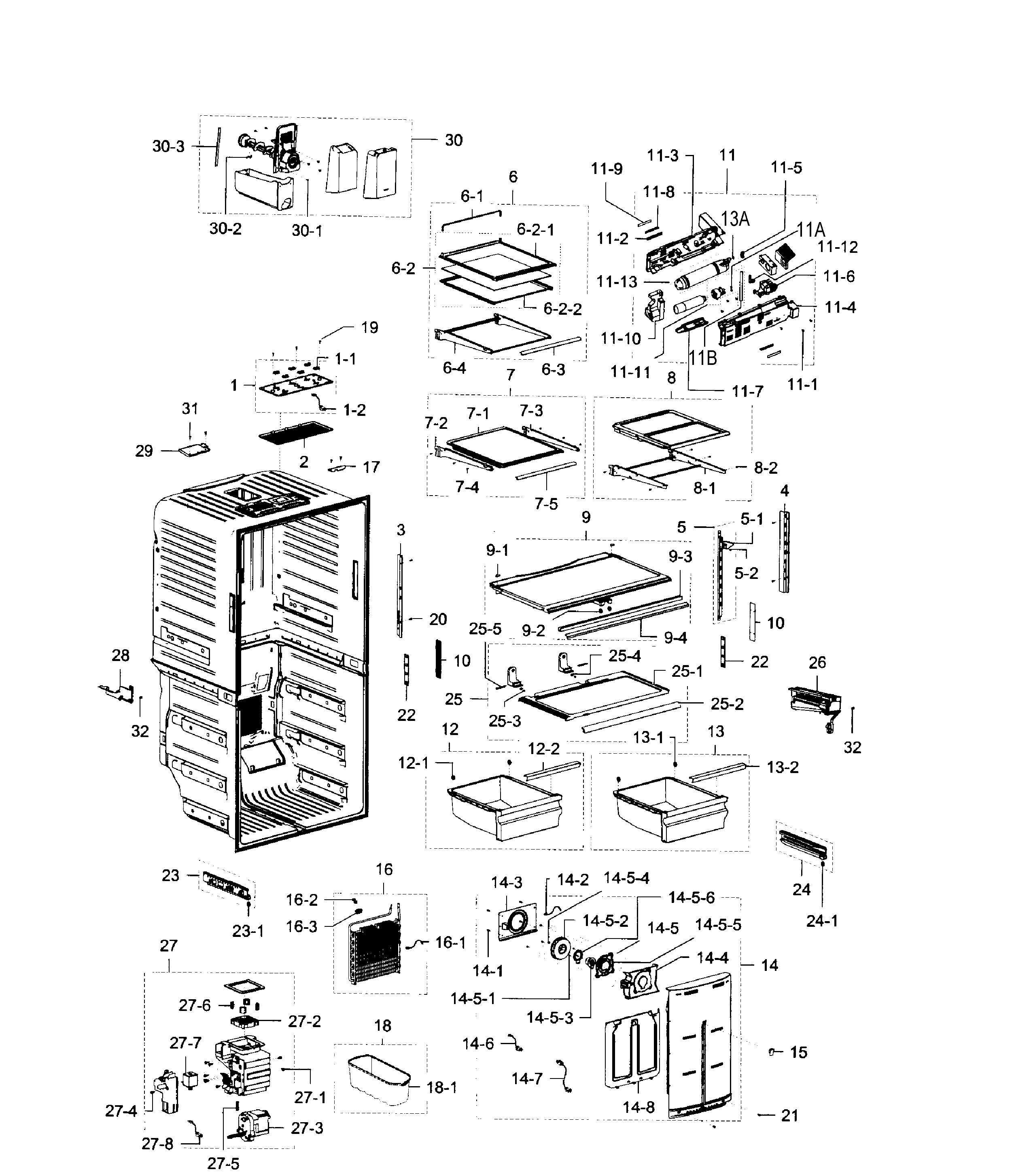 Samsung RF32FMQDBSR/AA-00 refrigerator diagram