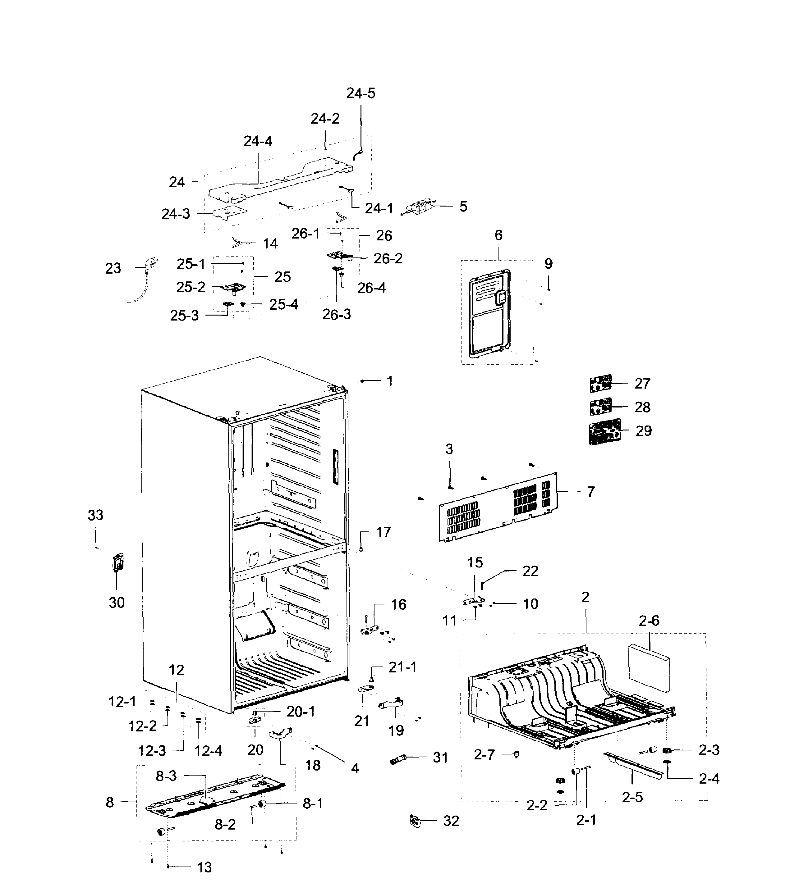 Samsung RF32FMQDBSR/AA-00 cabinet assy diagram