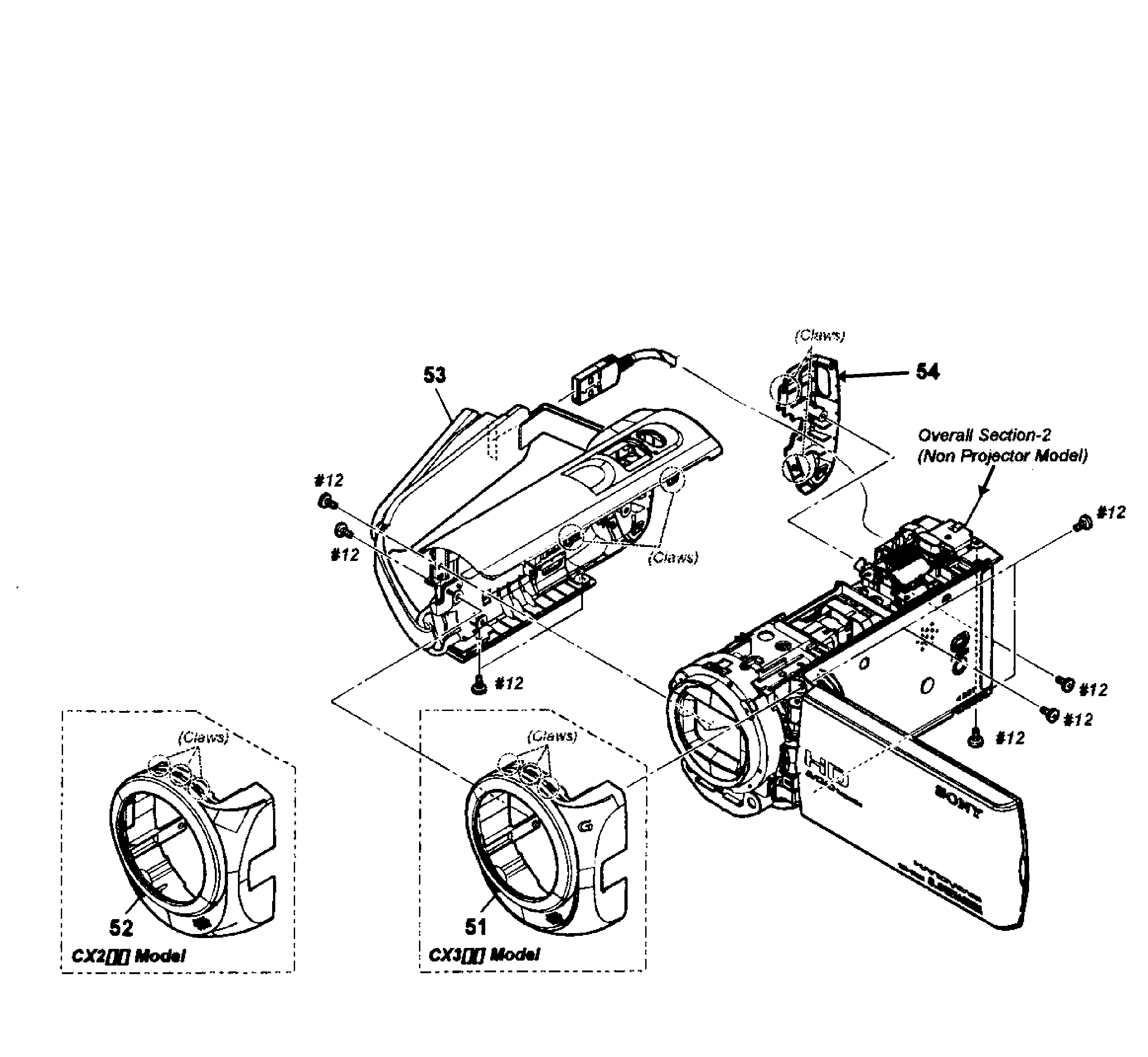 Sony HDR-CX220/R overall assy diagram