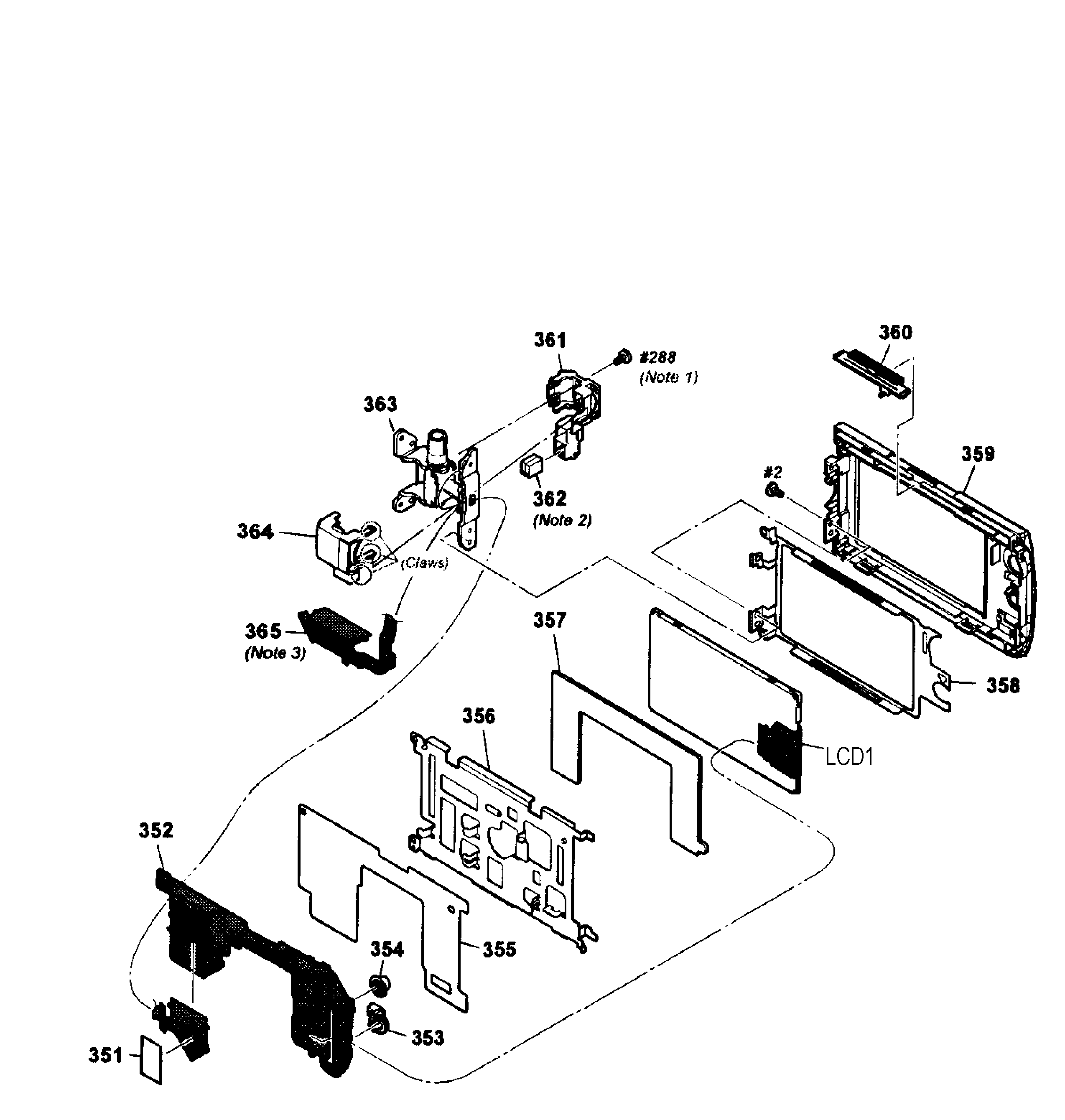 Sony HDR-PJ230/B lcd assy diagram