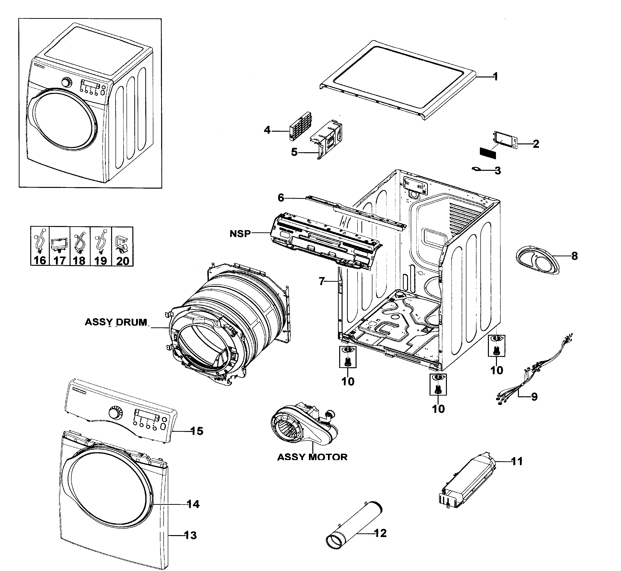 Samsung DV330AEB/XAA-00 main assy diagram