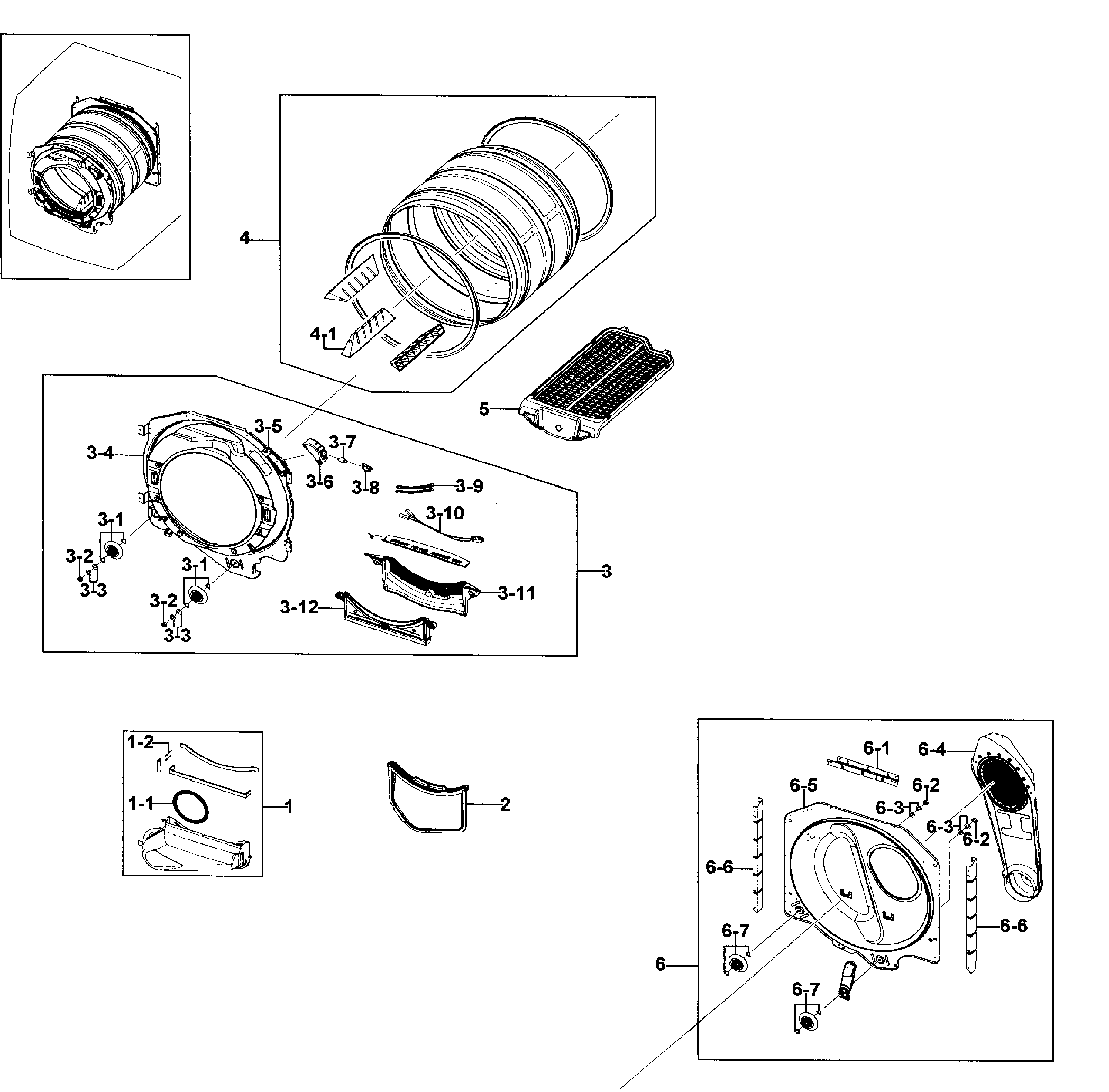 Samsung DV330AEB/XAA-00 drum assy diagram