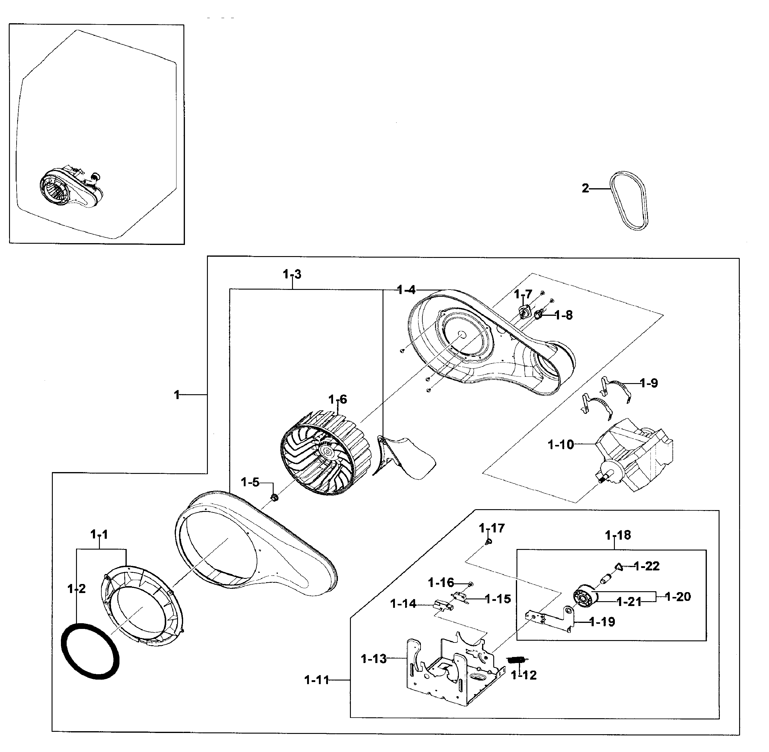 Samsung DV330AEB/XAA-00 motor duct diagram