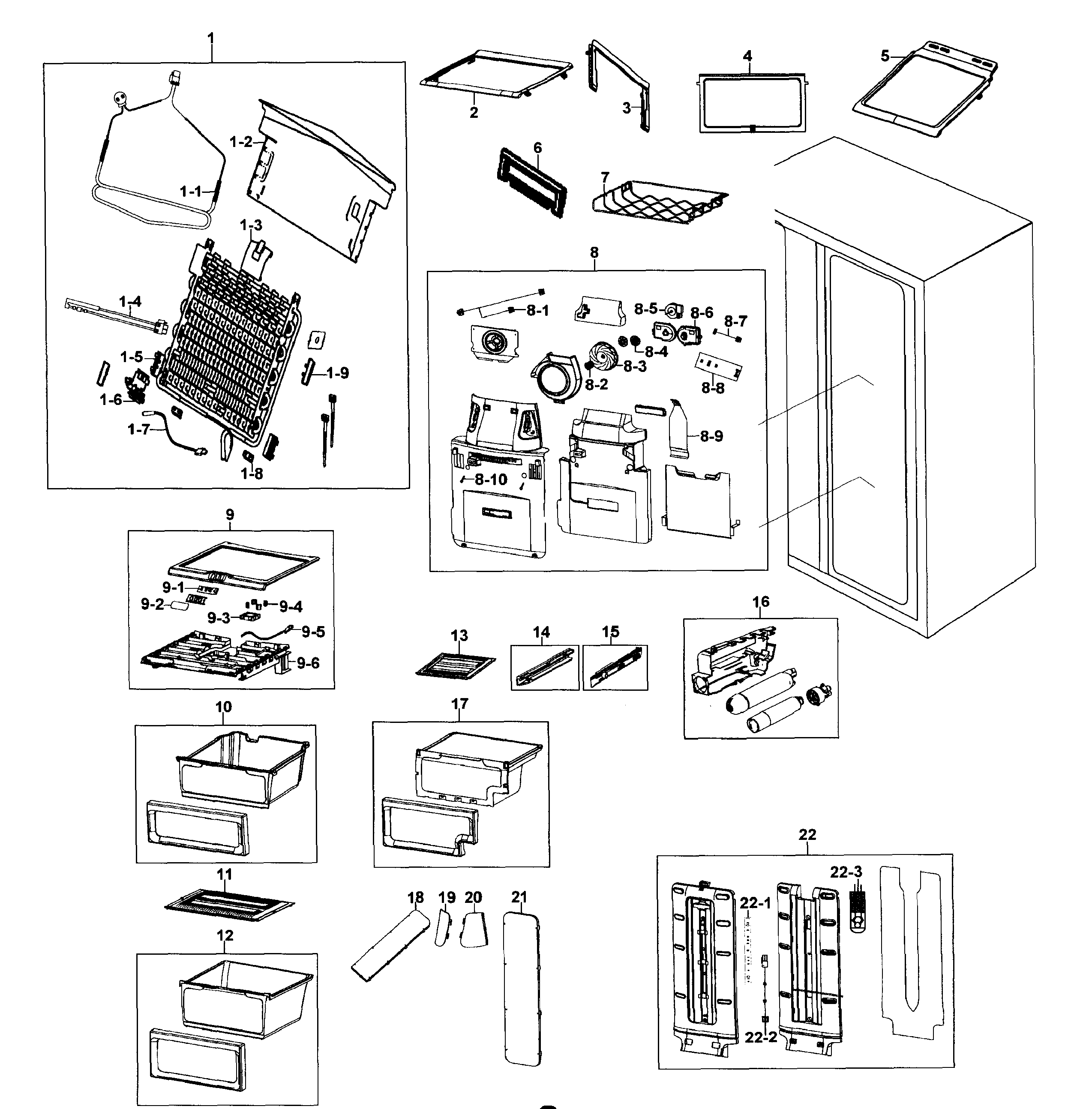 Samsung RS267TDPN/XAA-00 refrigerator diagram