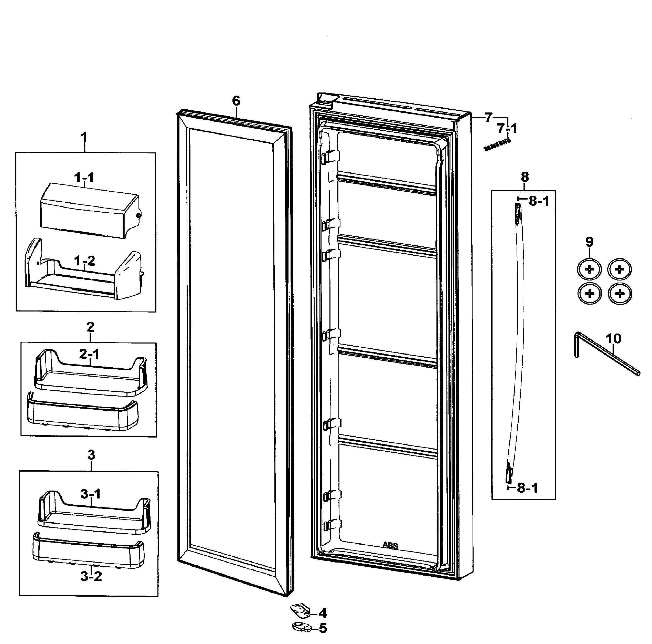 Samsung RS267TDPN/XAA-00 refrigerator door diagram