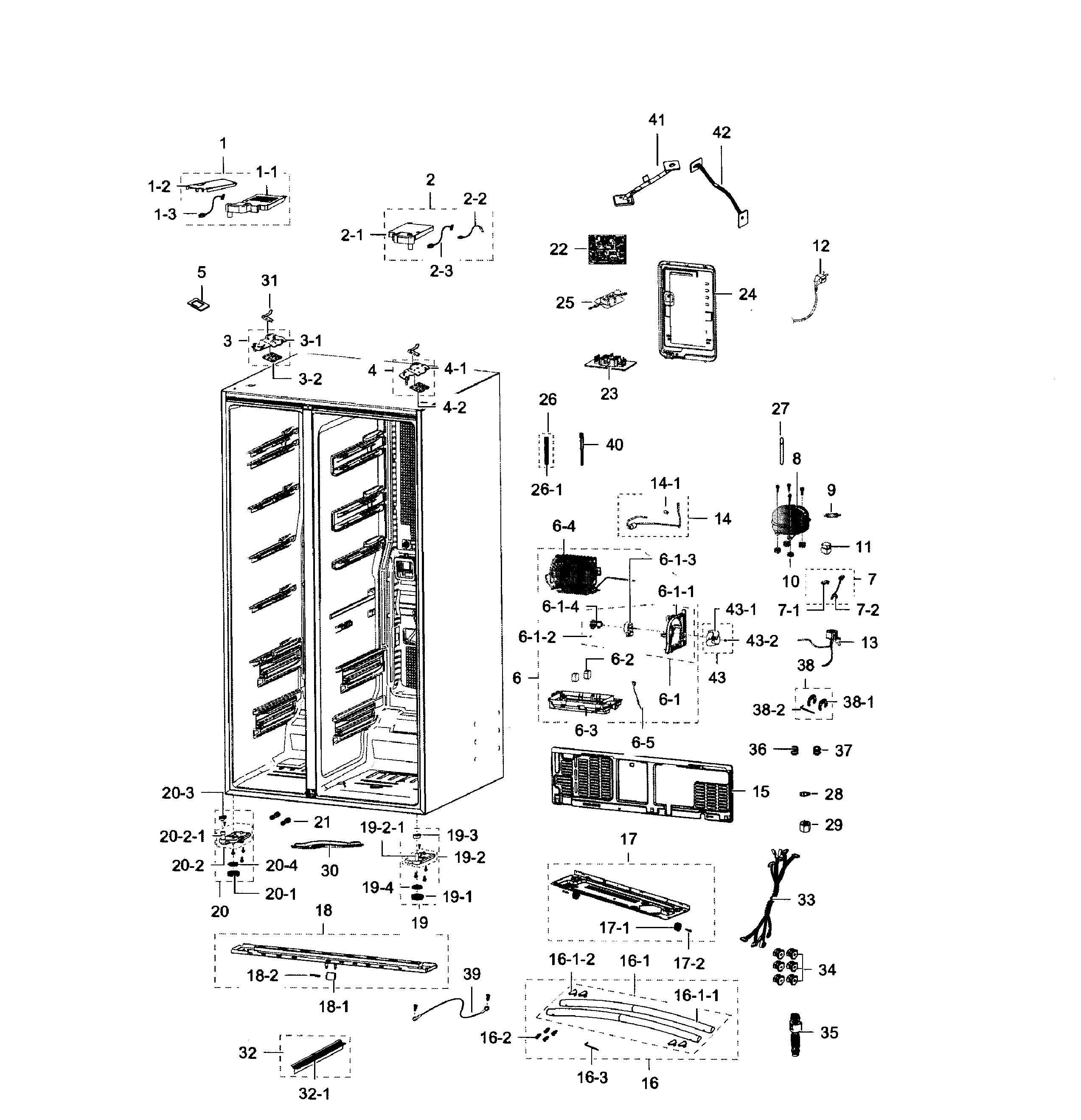 Samsung RSG307AARS/XAA-01 cabinet diagram