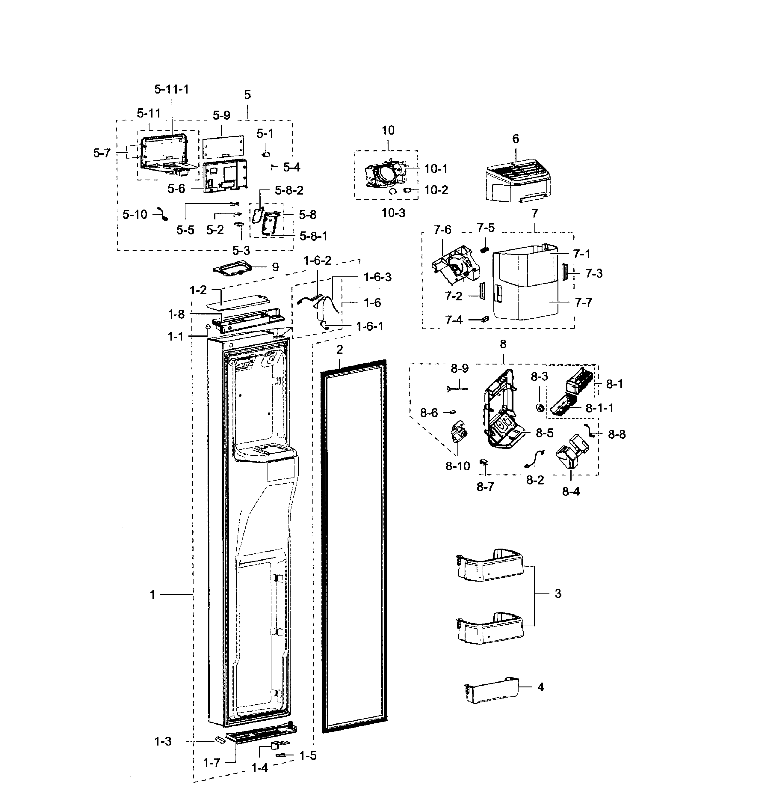 Samsung RSG307AARS/XAA-01 freezer door diagram