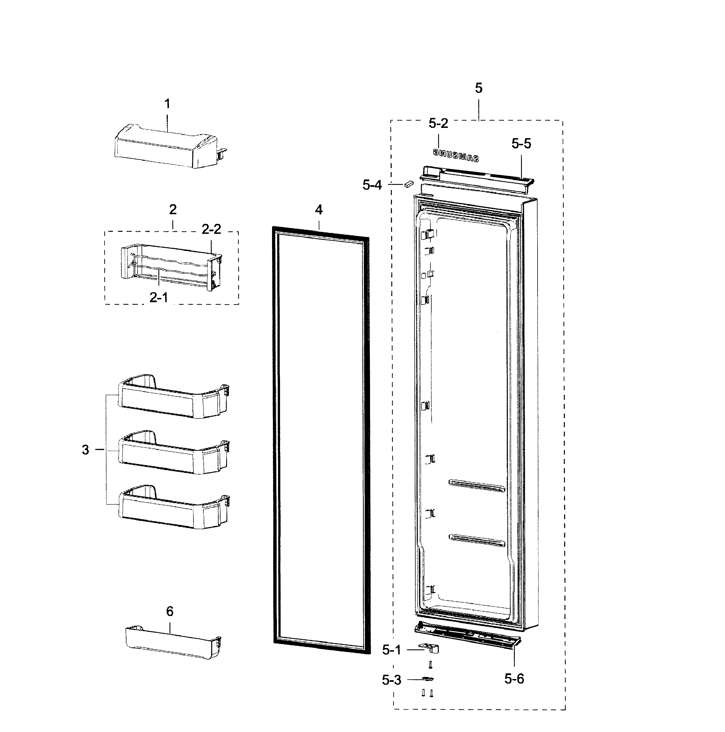 Samsung RSG307AARS/XAA-01 fridge door diagram