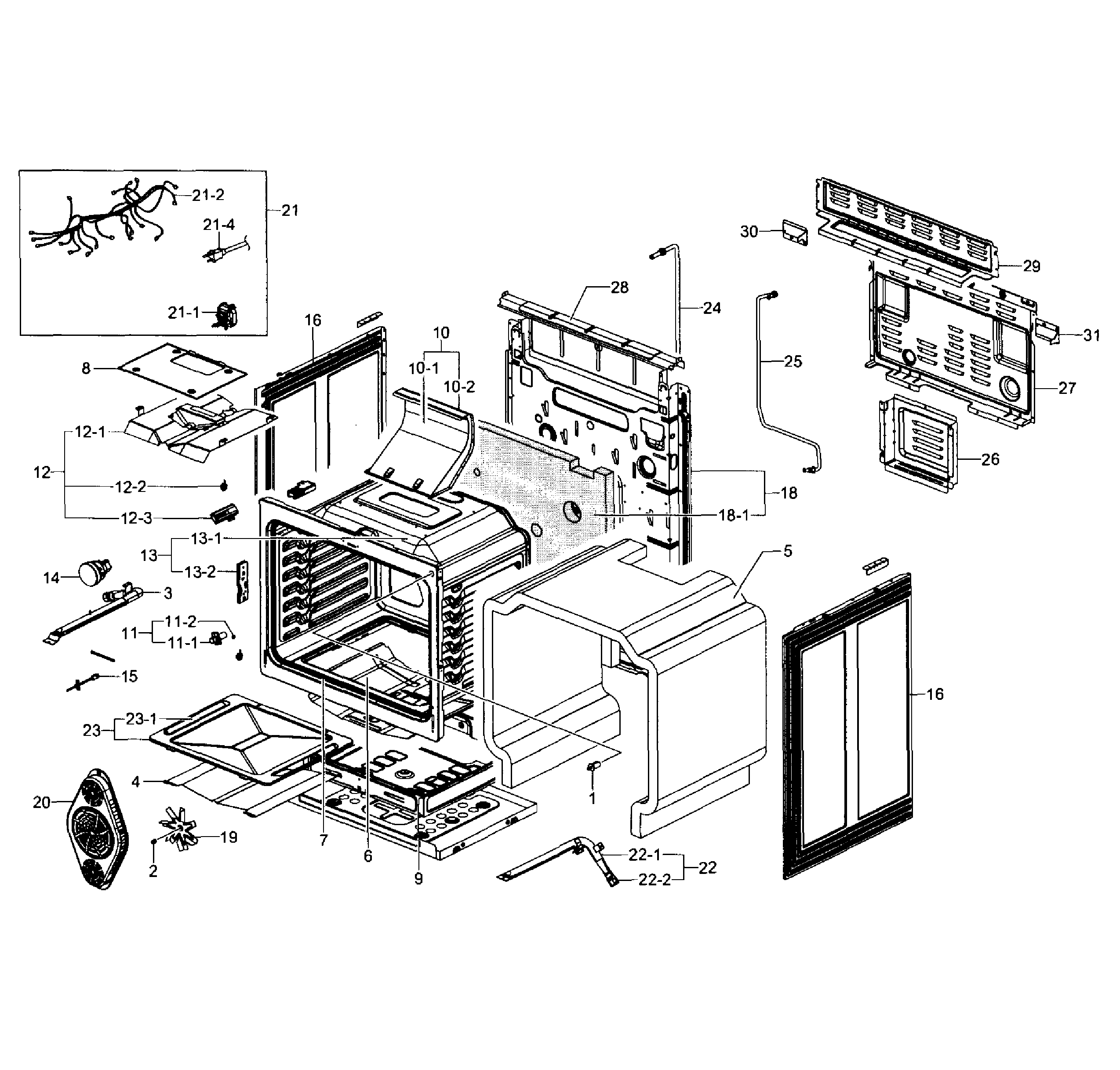 Samsung NX583G0VBWW/AA-00 cavity assy diagram