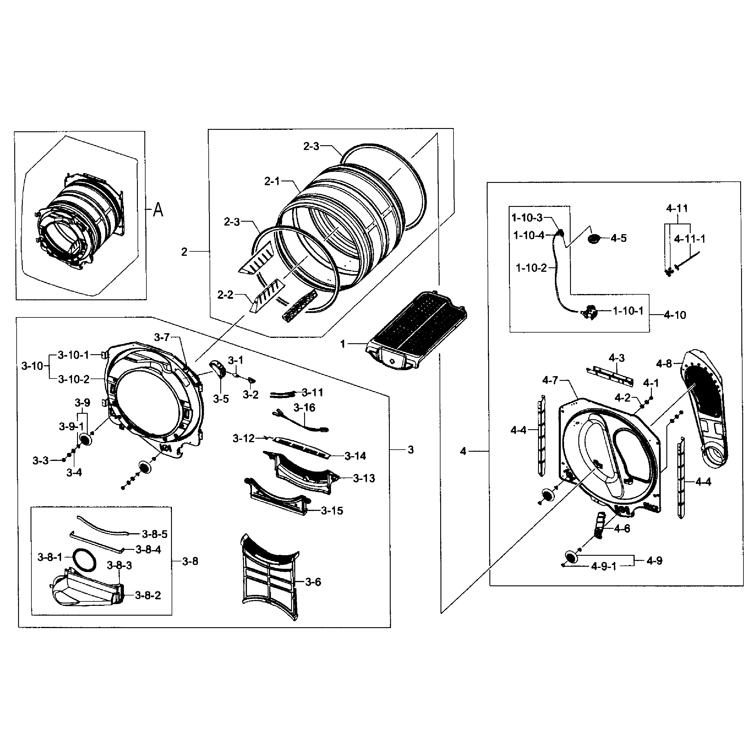 Samsung DV457EVGSWR/AA-00 drum diagram