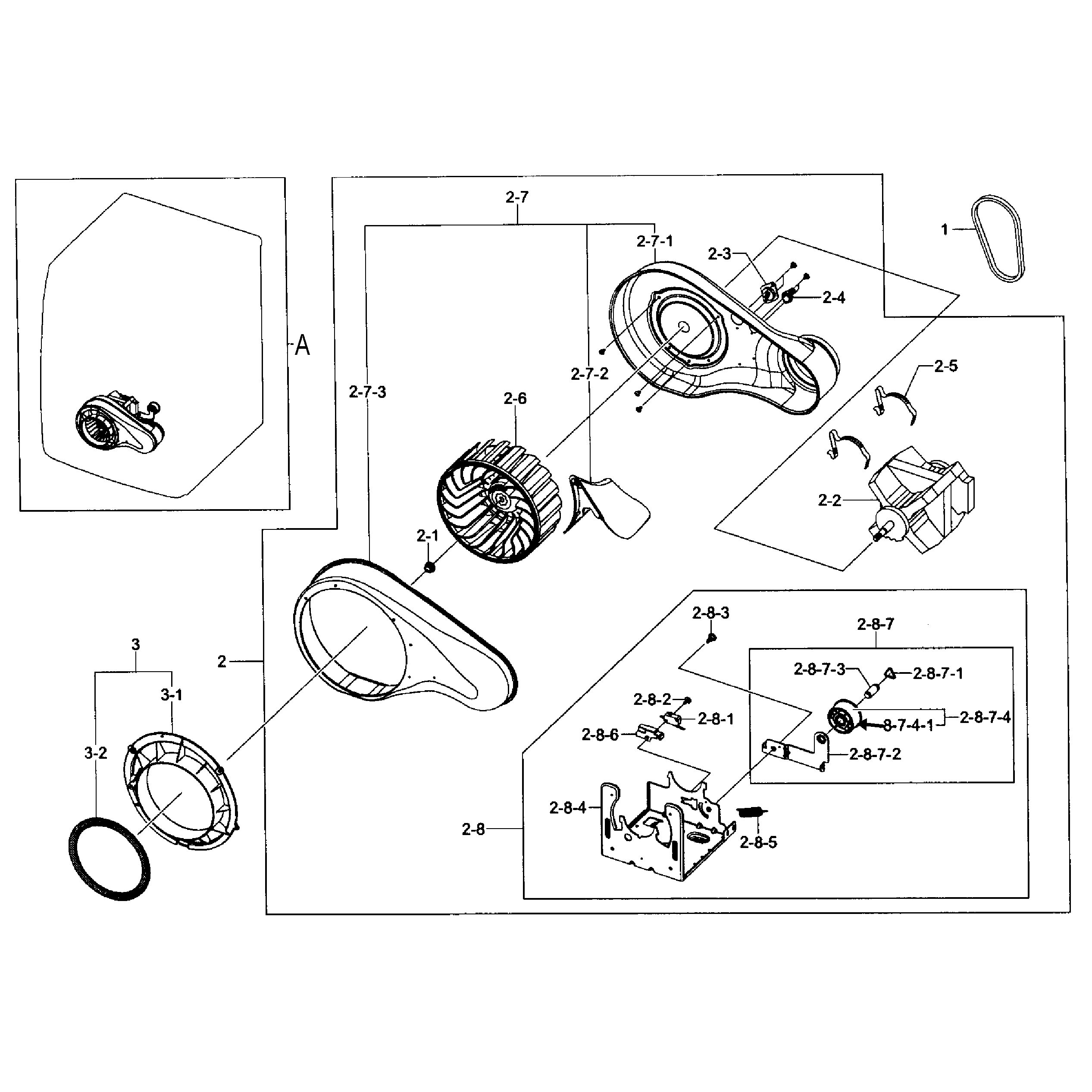 Samsung DV457EVGSWR/AA-00 motor duct diagram