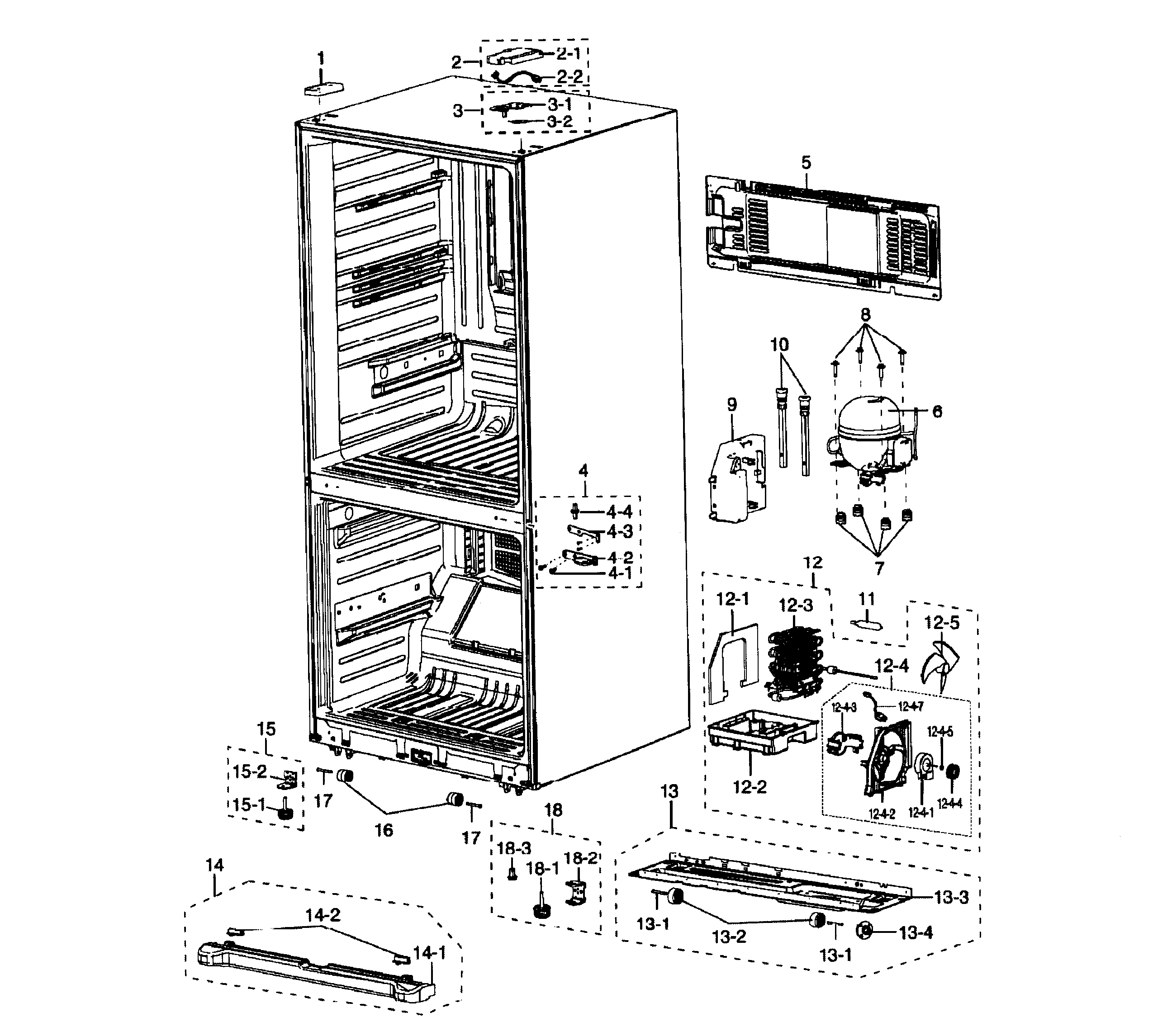 Samsung RB215ACWP/XAA-01 cabinet diagram