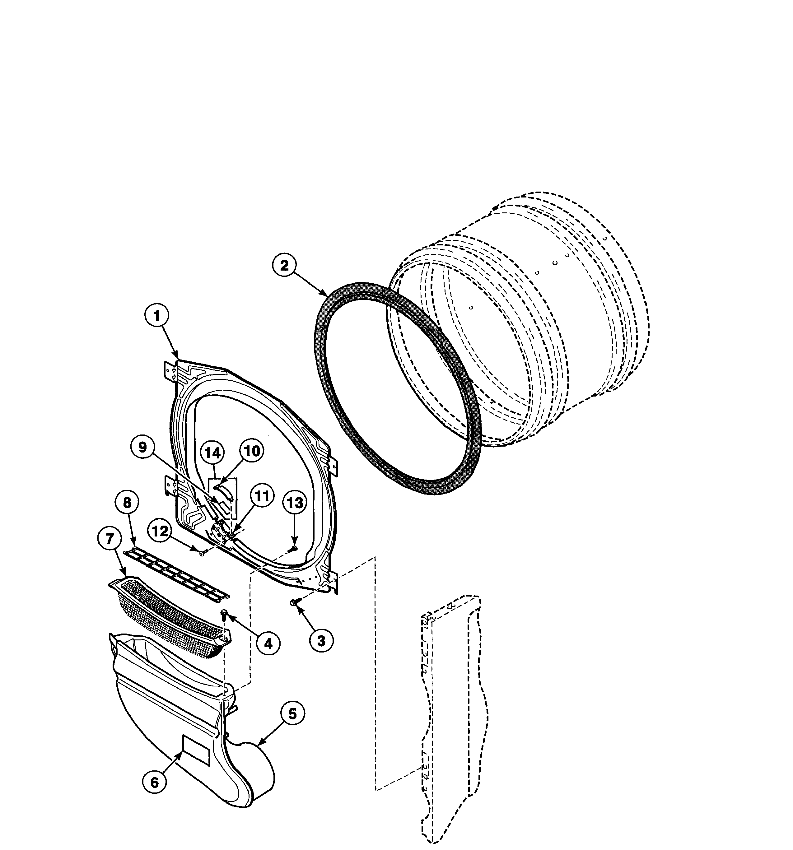 Speed Queen FEU17AWF1702 front bulkhead diagram
