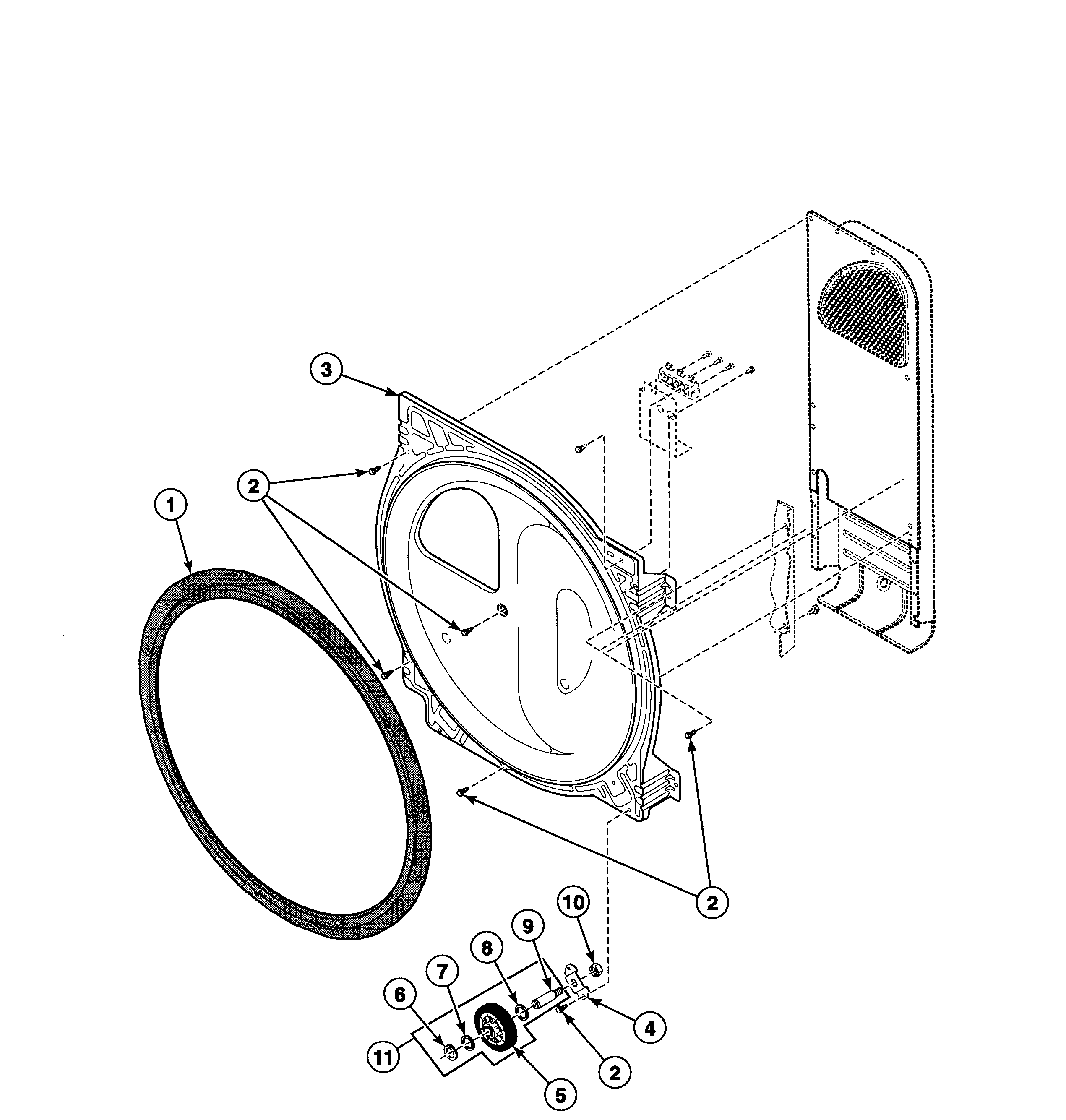 Speed Queen FEU17AWF1702 rear bulkhead diagram