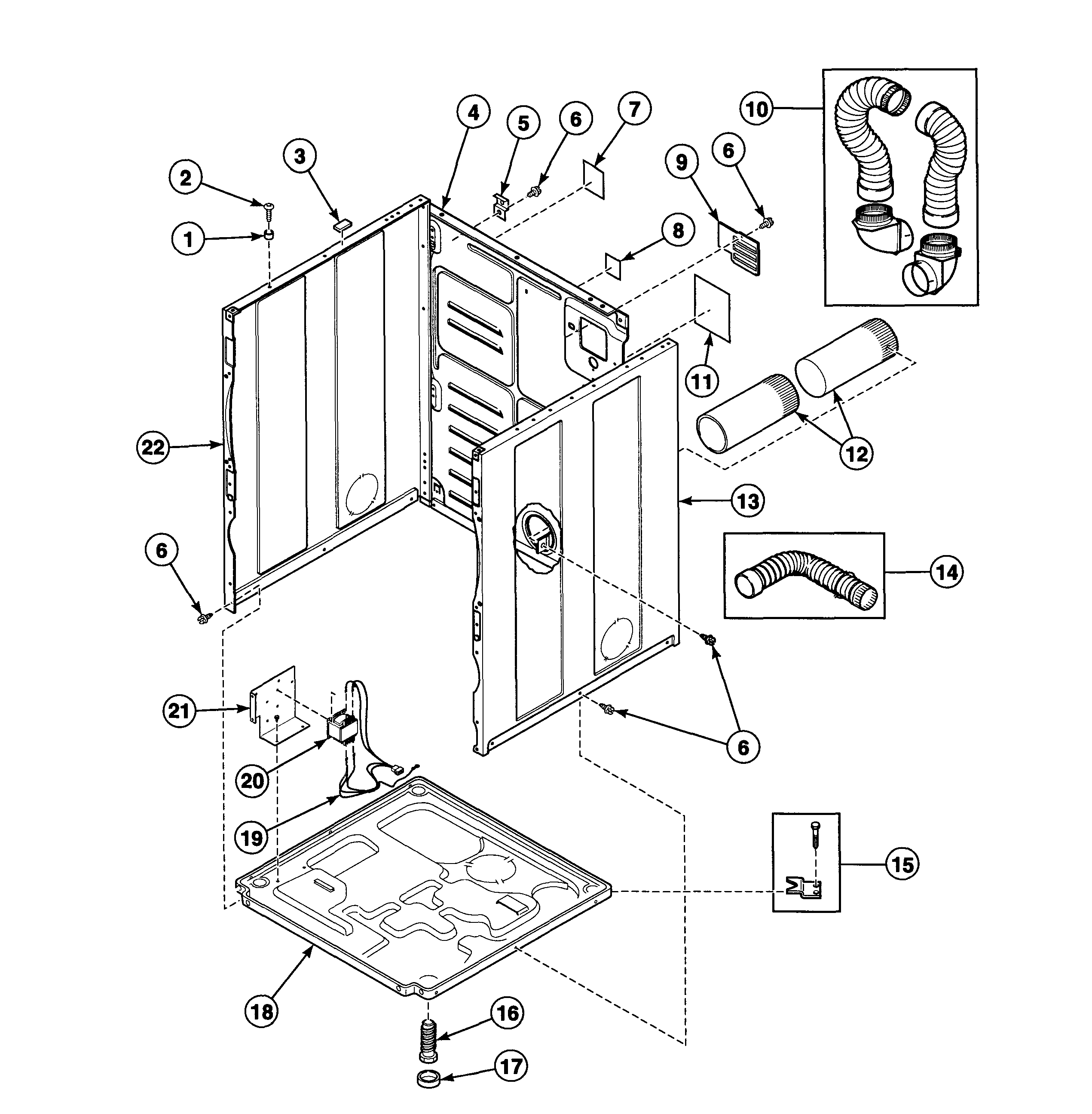 Speed Queen FEU17AWF1702 cabinet assy diagram
