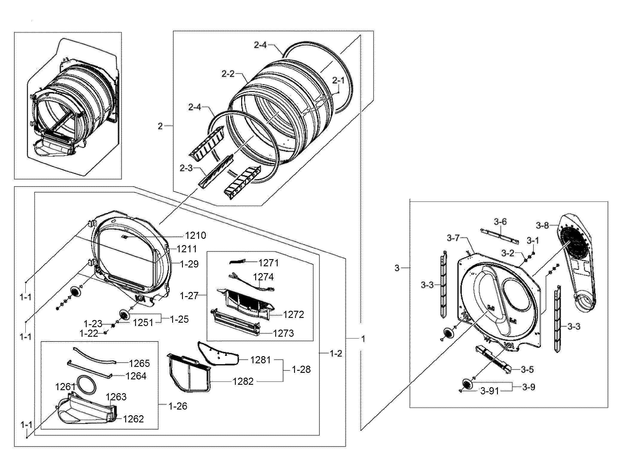 Samsung DV400EWHDWR/AA-00 drum assy diagram