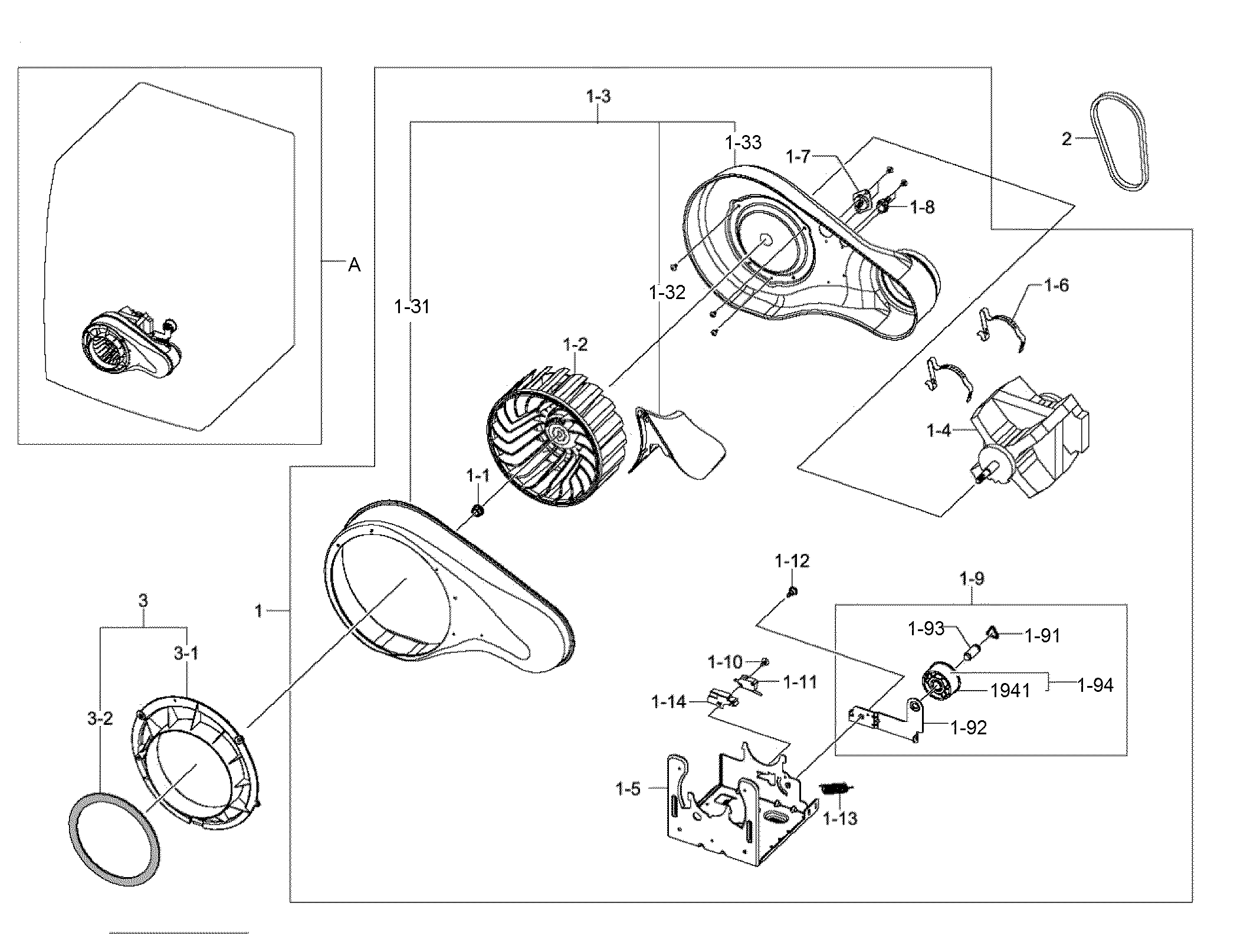 Samsung DV400EWHDWR/AA-00 motor assy diagram