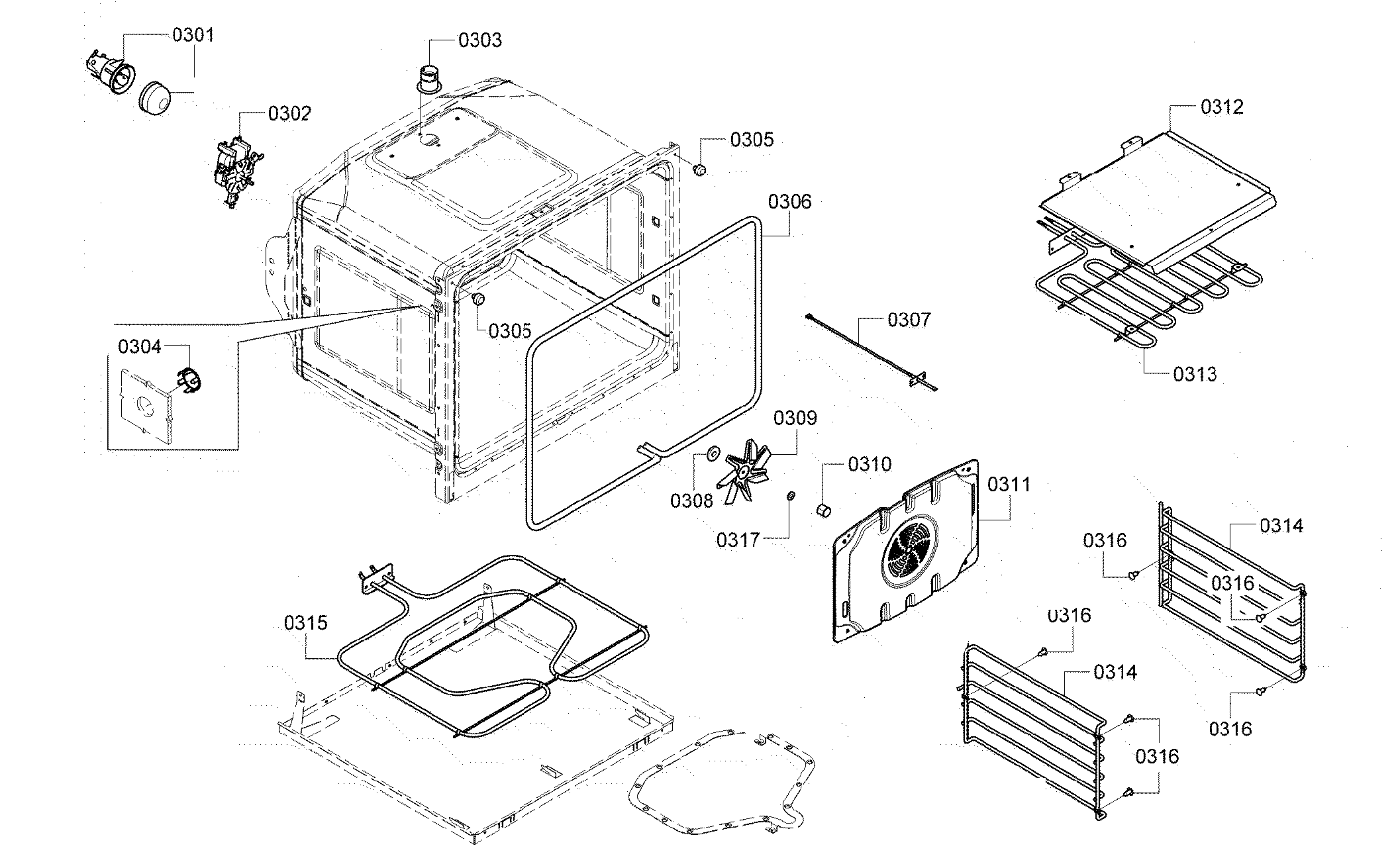 Bosch HBN3450UC/10 oven cavity diagram