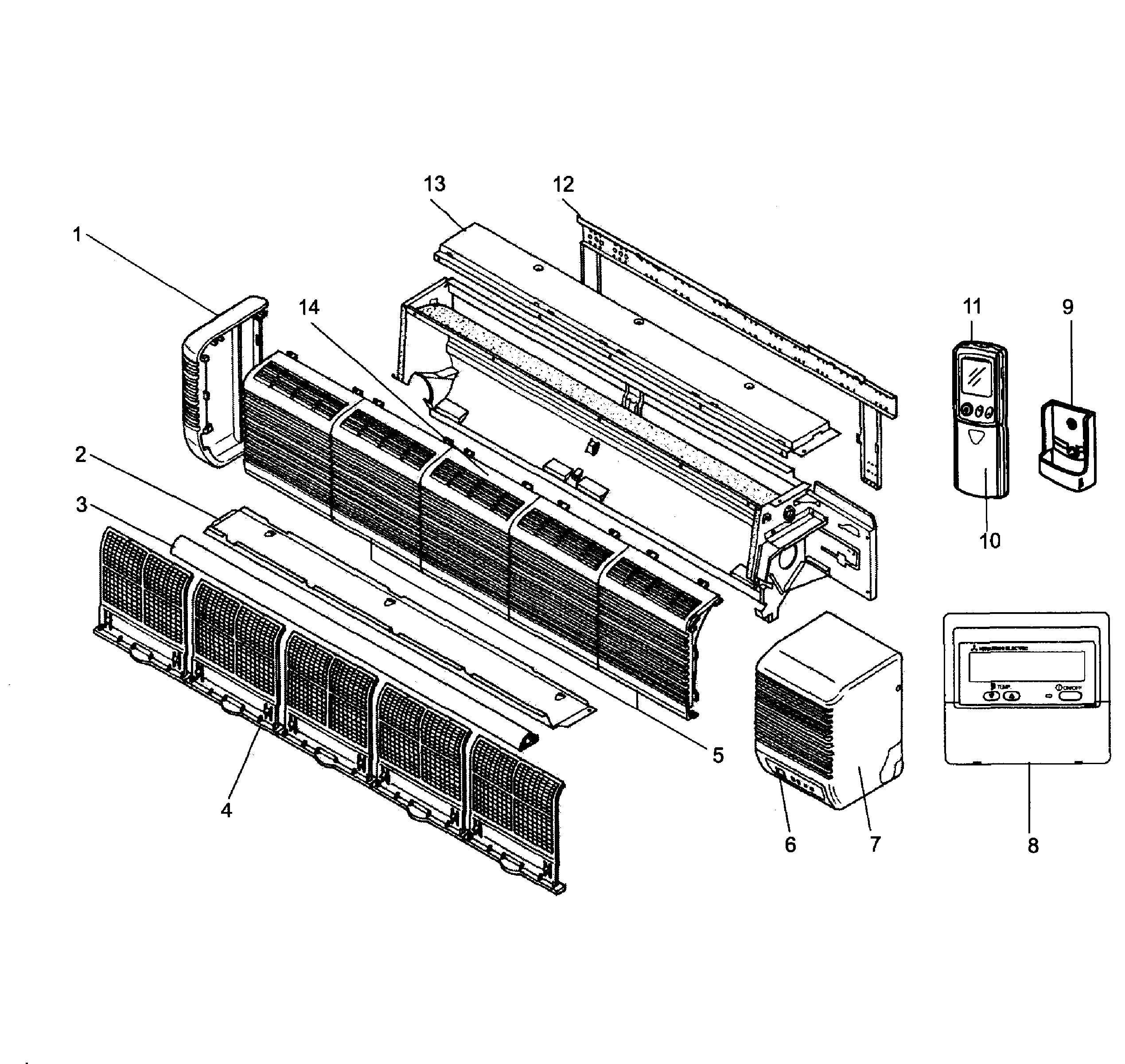Mitsubishi PKA-A36FA electrical parts diagram