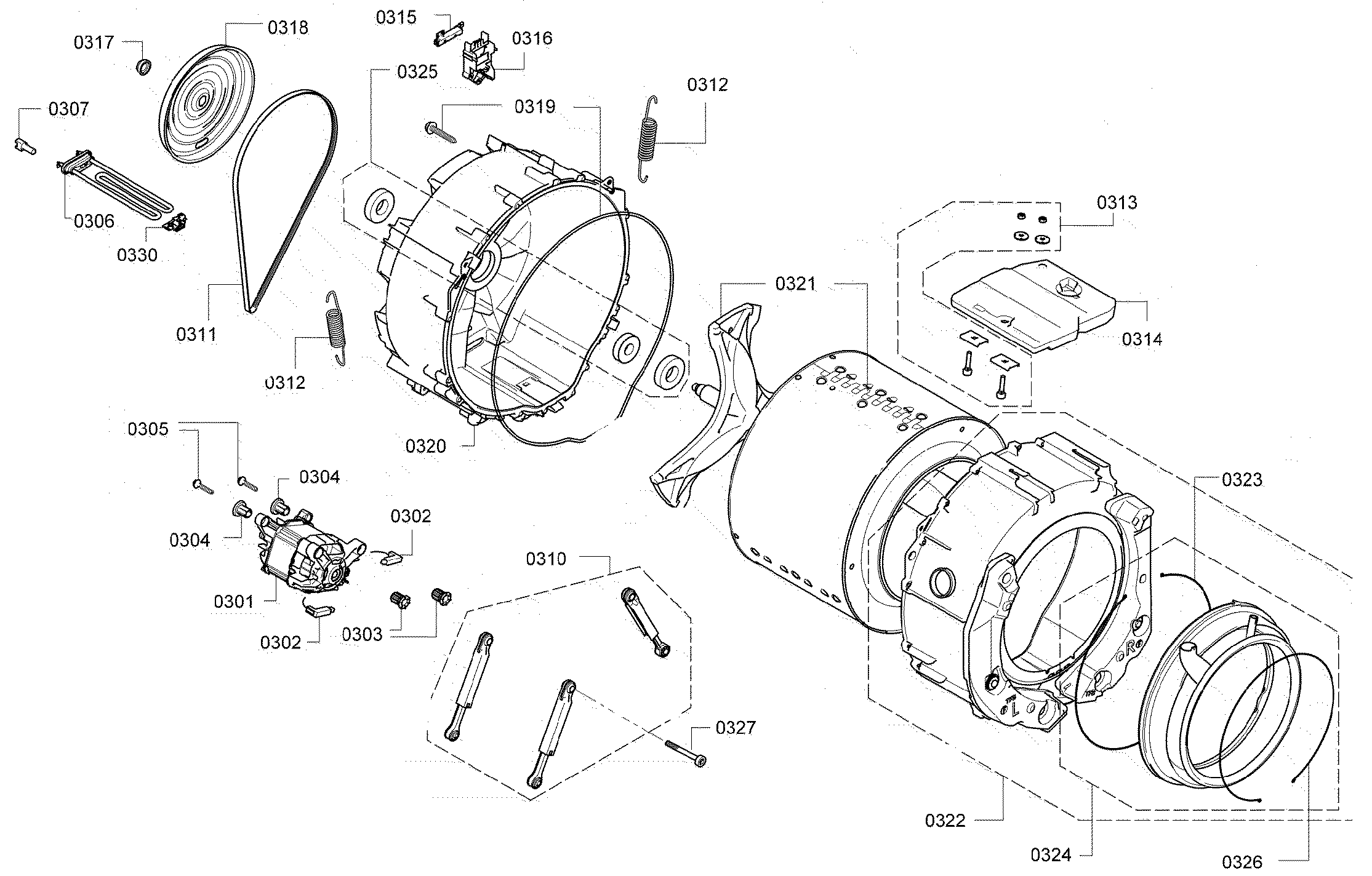 Bosch WAP24201UC/11 drum assy diagram
