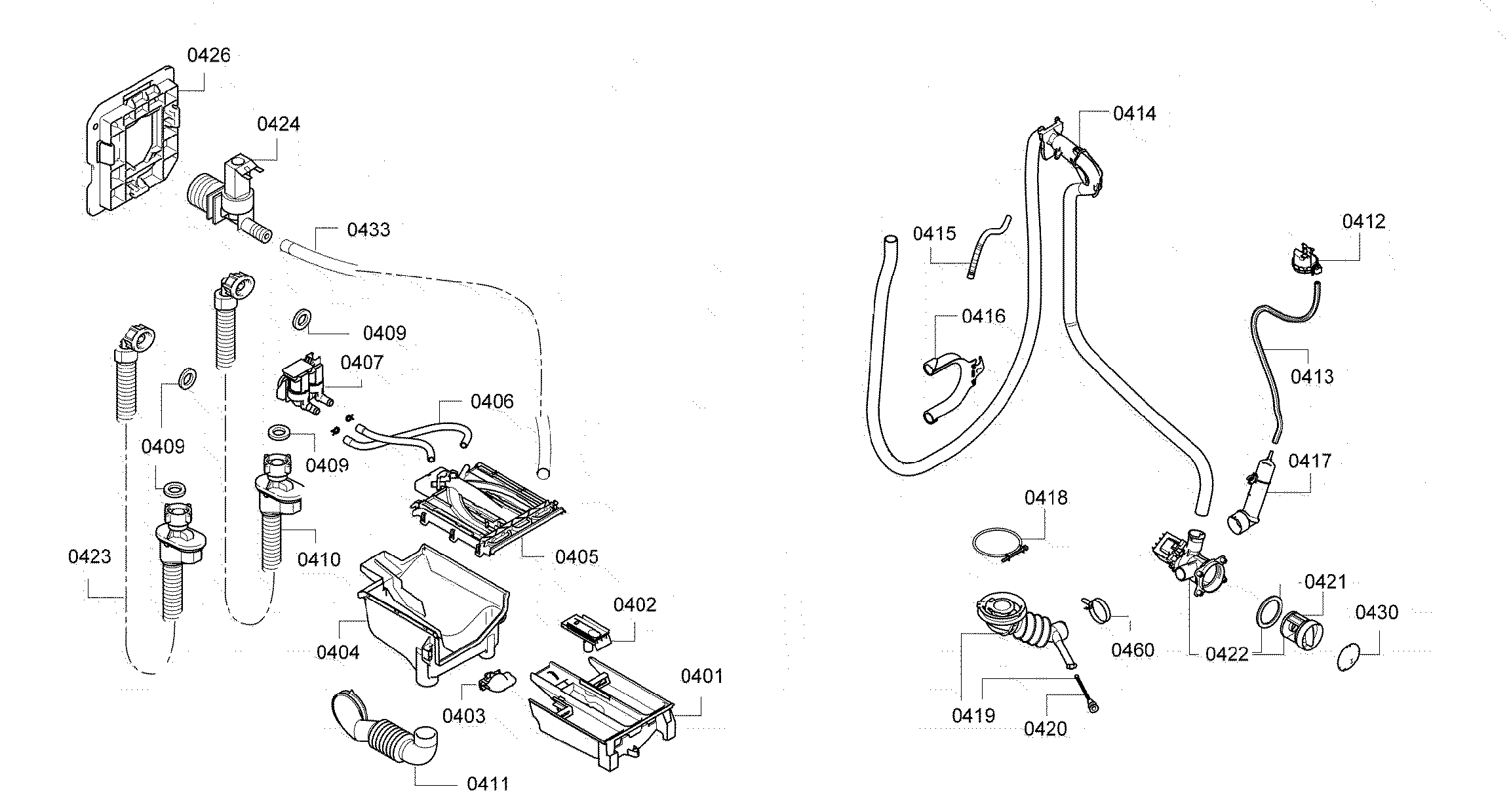 Bosch WAP24201UC/11 hose & valve assy diagram