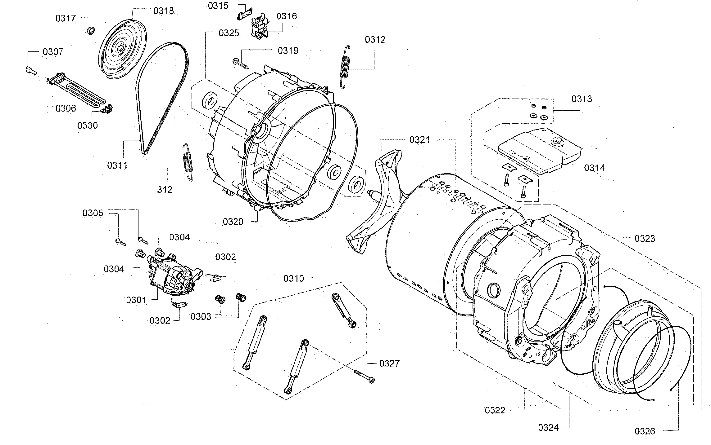 Bosch WAP24202UC/05 drum assy diagram