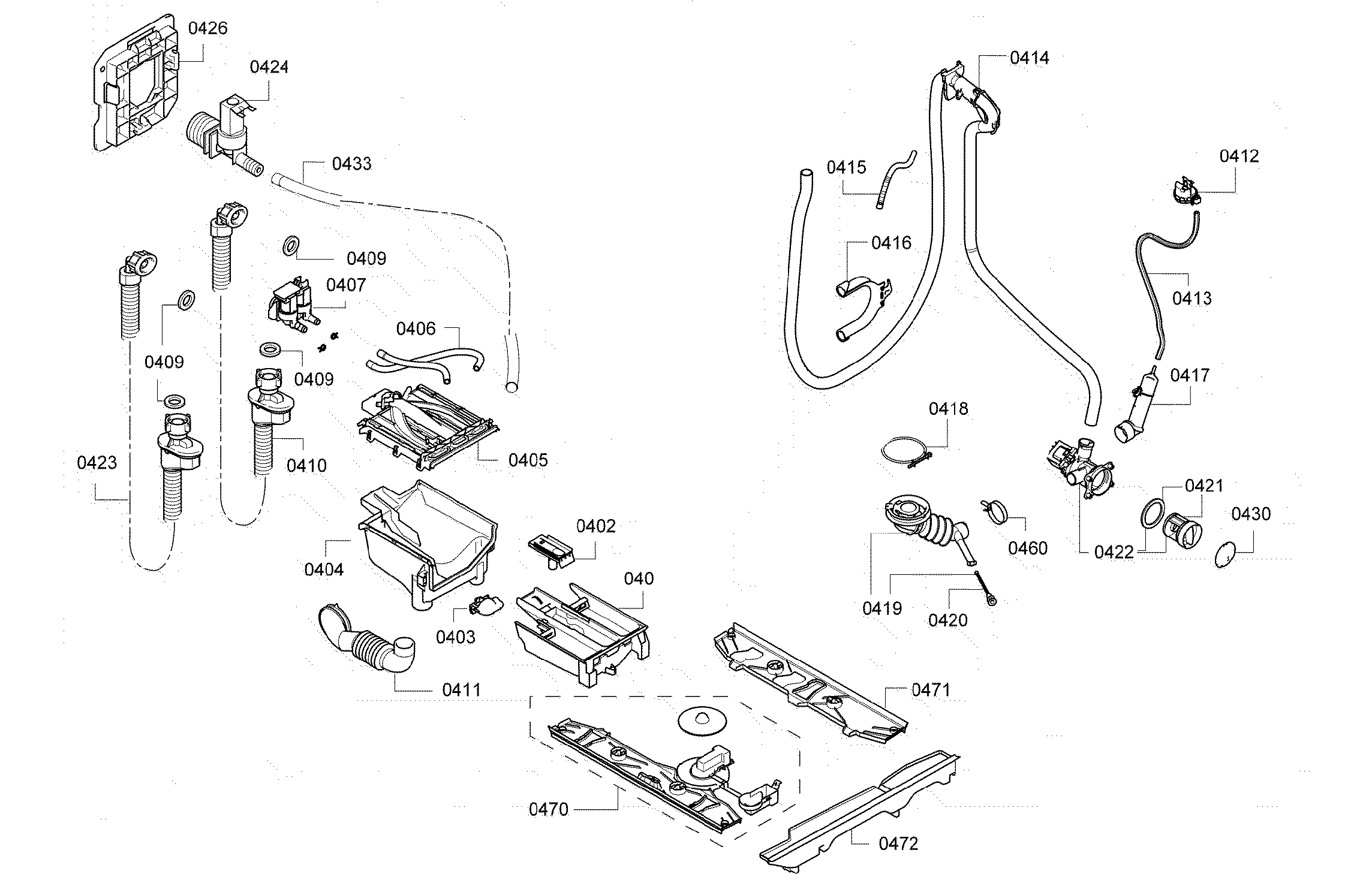 Bosch WAP24202UC/05 hose & valve assy diagram