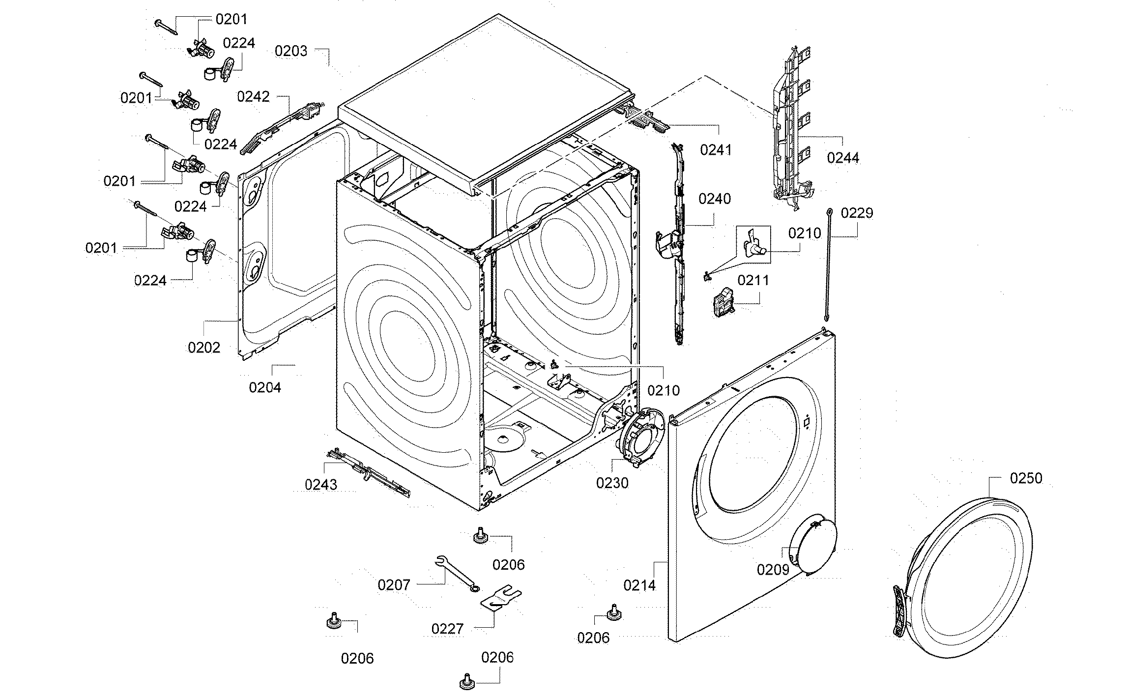 Bosch WAP24202UC/11 base assy diagram