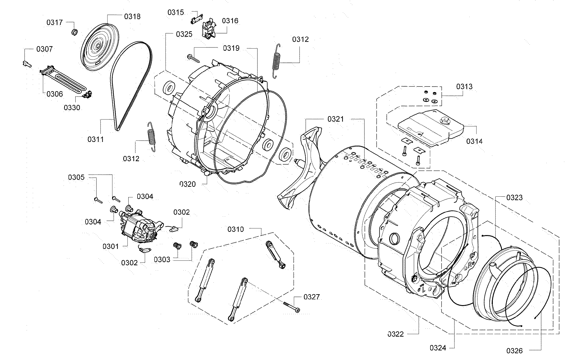 Bosch WAP24202UC/11 drum assy diagram