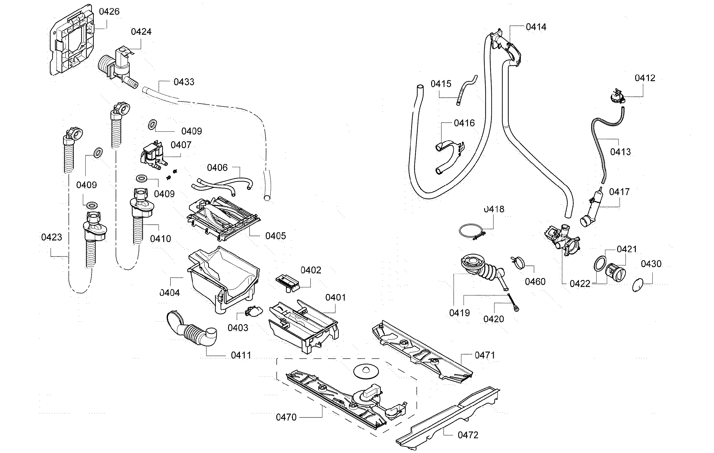 Bosch WAP24202UC/11 hose & valve assy diagram